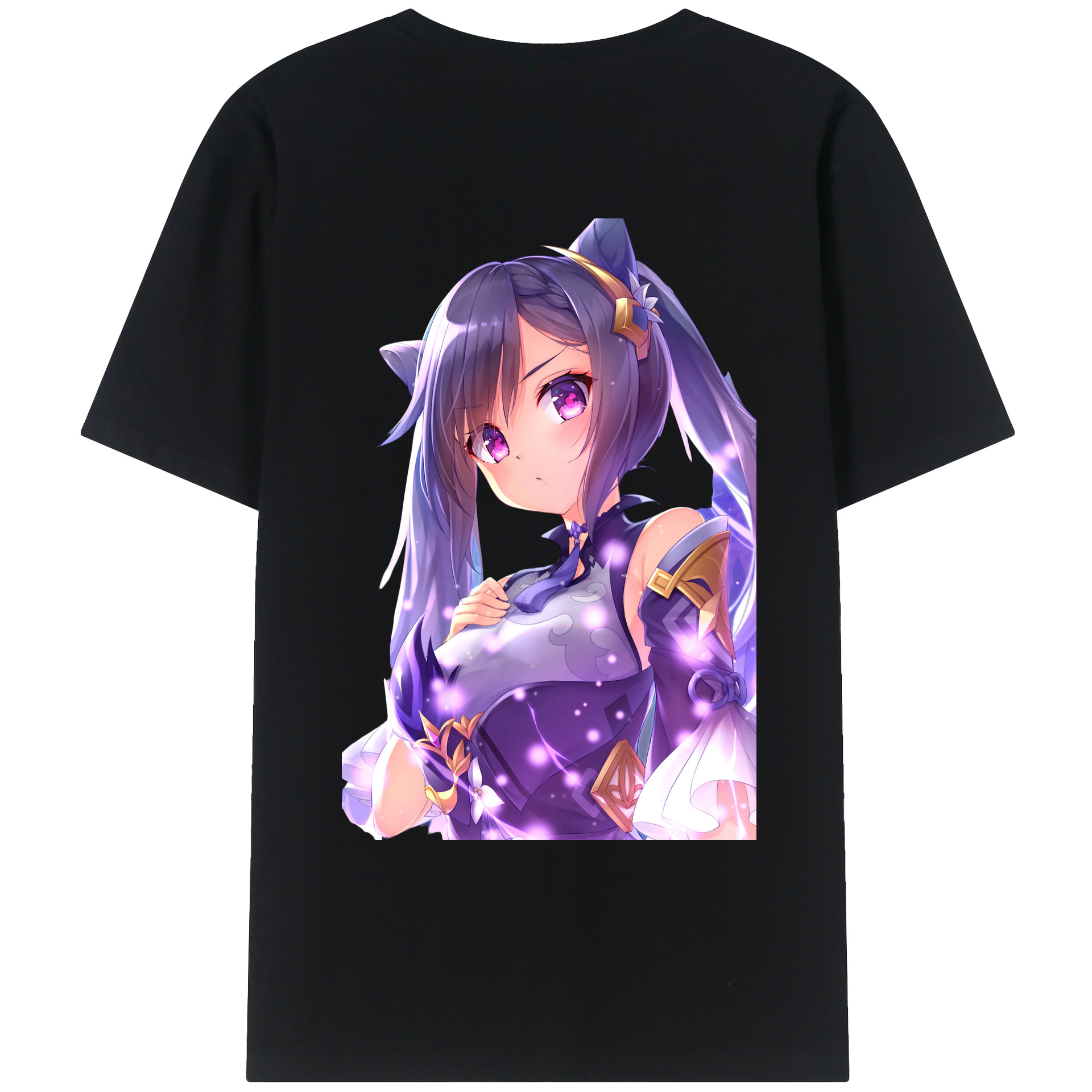 げんし神 刻晴 こくせい genshin Kokusei 綿100％ メンズ半袖Tシャツ（バックプリント） 通気性