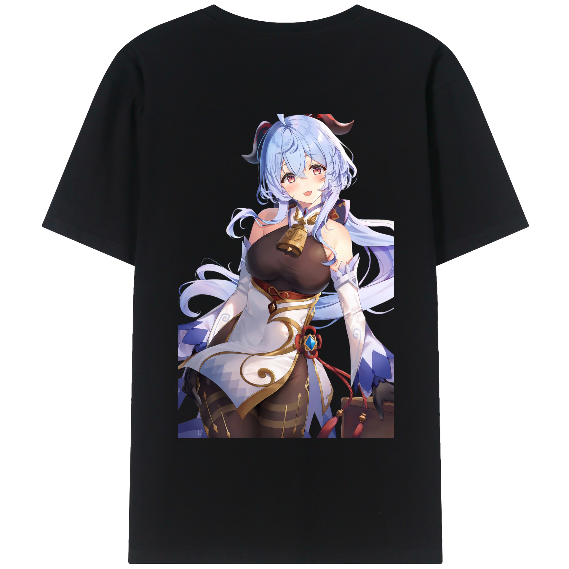 げんし神 甘雨 かんう genshin Ganyu 綿100％ メンズ半袖Tシャツ（バックプリント） 通気性