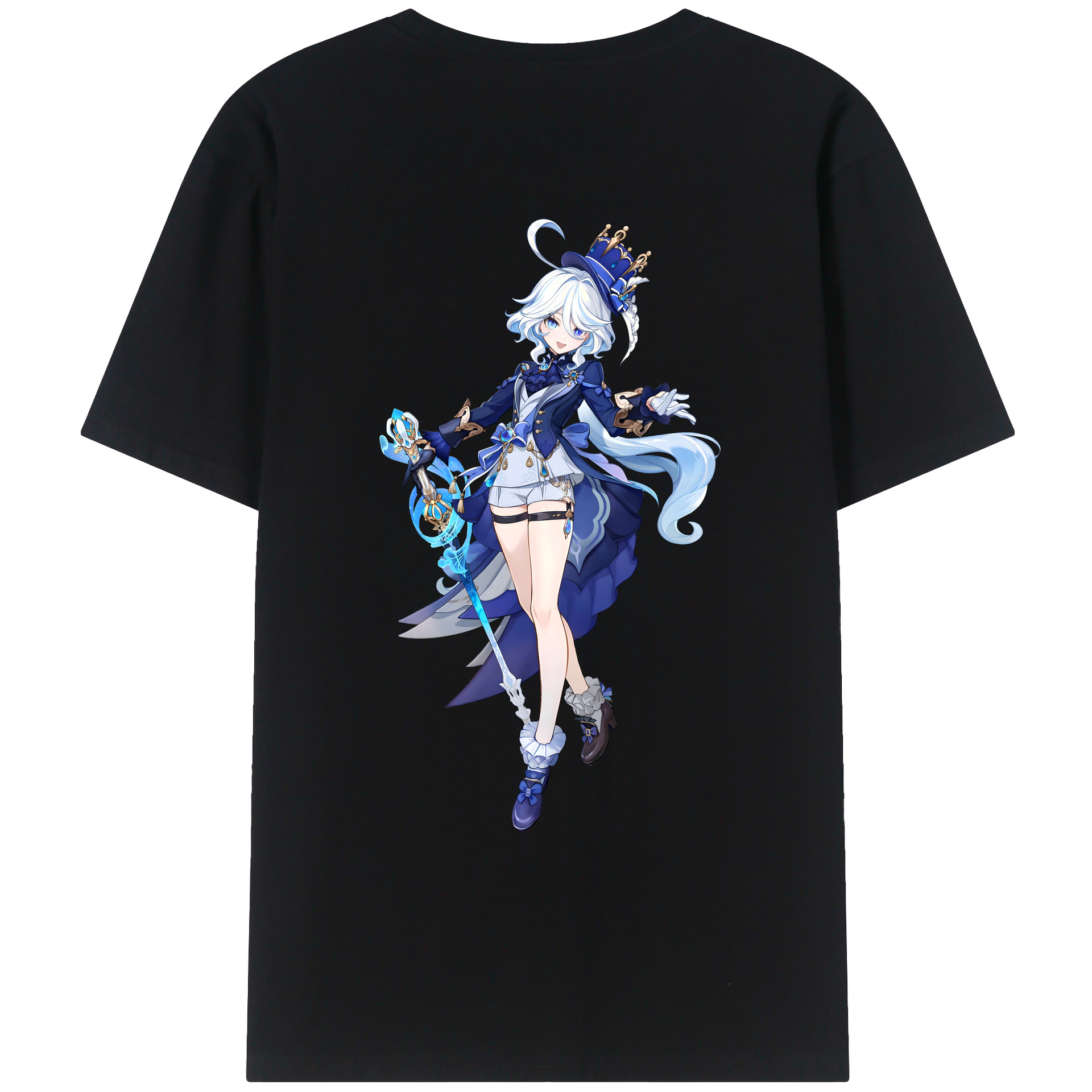げんし神 フリーナ genshin Furina 綿100％ メンズ半袖Tシャツ（バックプリント） 通気性