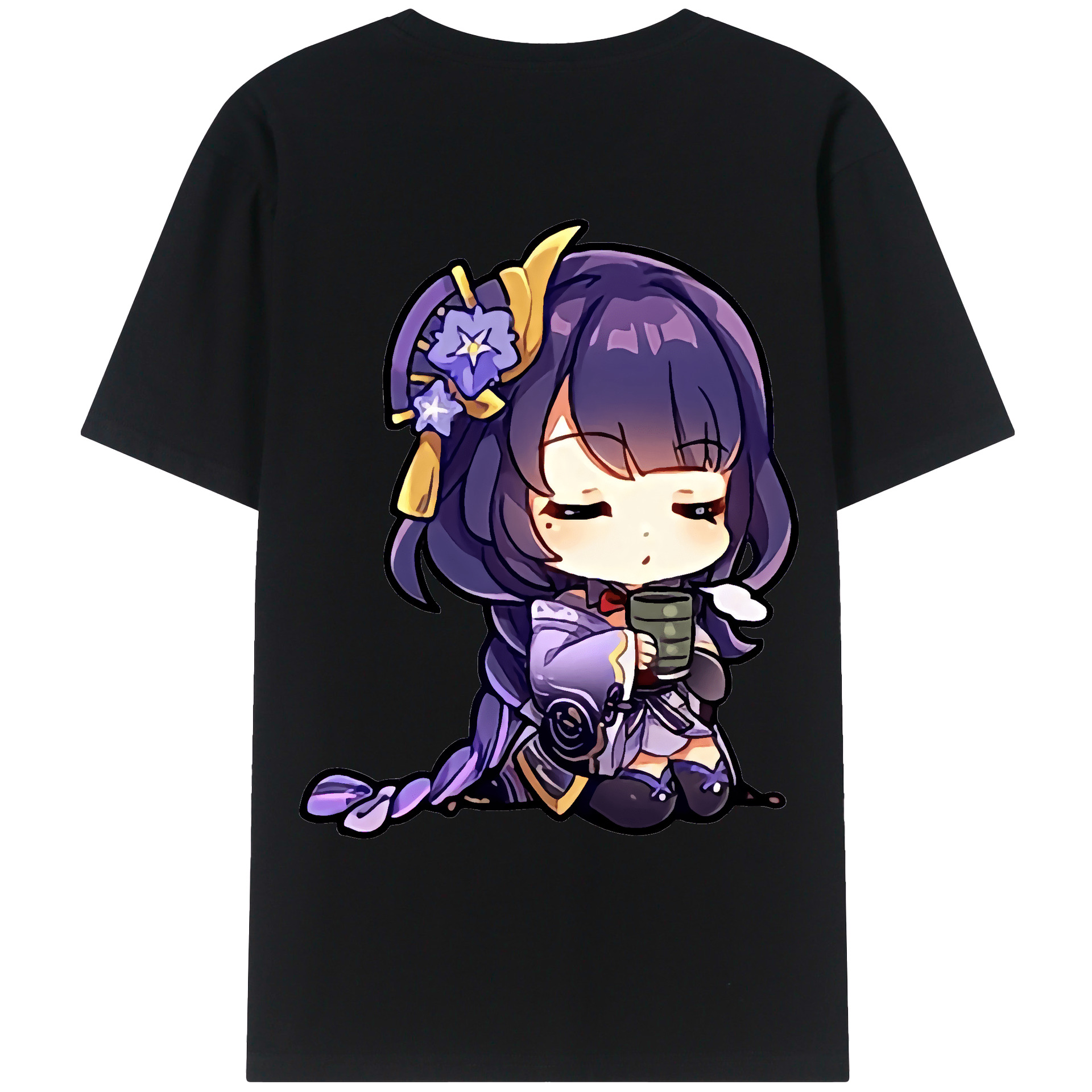 げんし神 雷電将軍 らいでんしょうぐん genshin Raiden Shogun 綿100％ メンズ半袖Tシャツ（バックプリント） 通気性