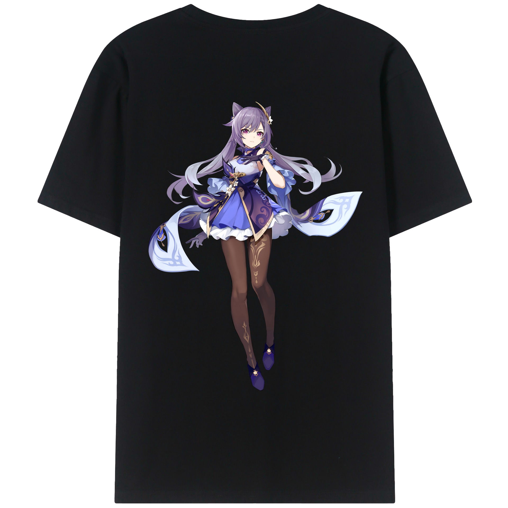 げんし神 刻晴 こくせい genshin Kokusei 綿100％ メンズ半袖Tシャツ（バックプリント） 通気性