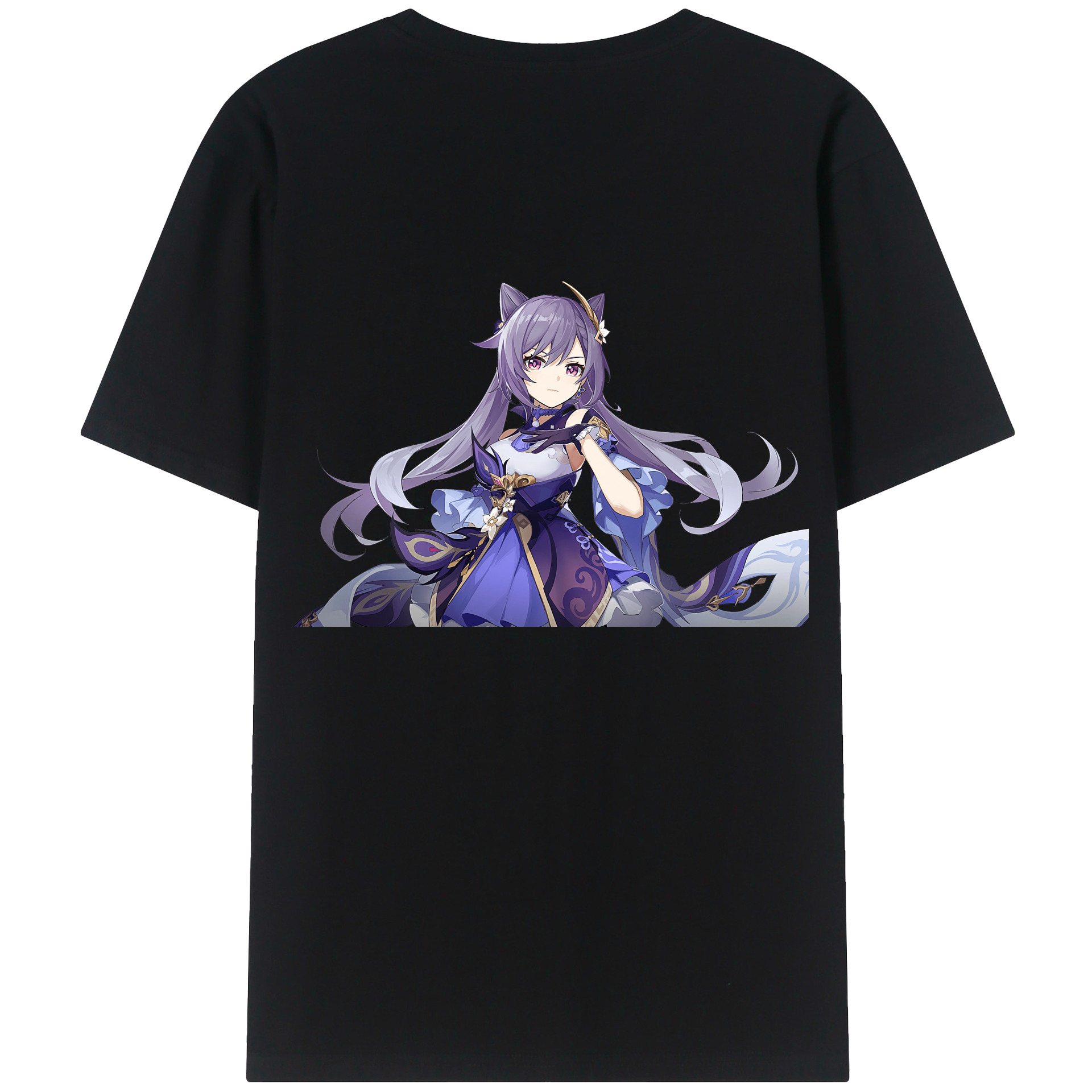げんし神 刻晴 こくせい genshin Kokusei 綿100％ メンズ半袖Tシャツ（バックプリント） 通気性