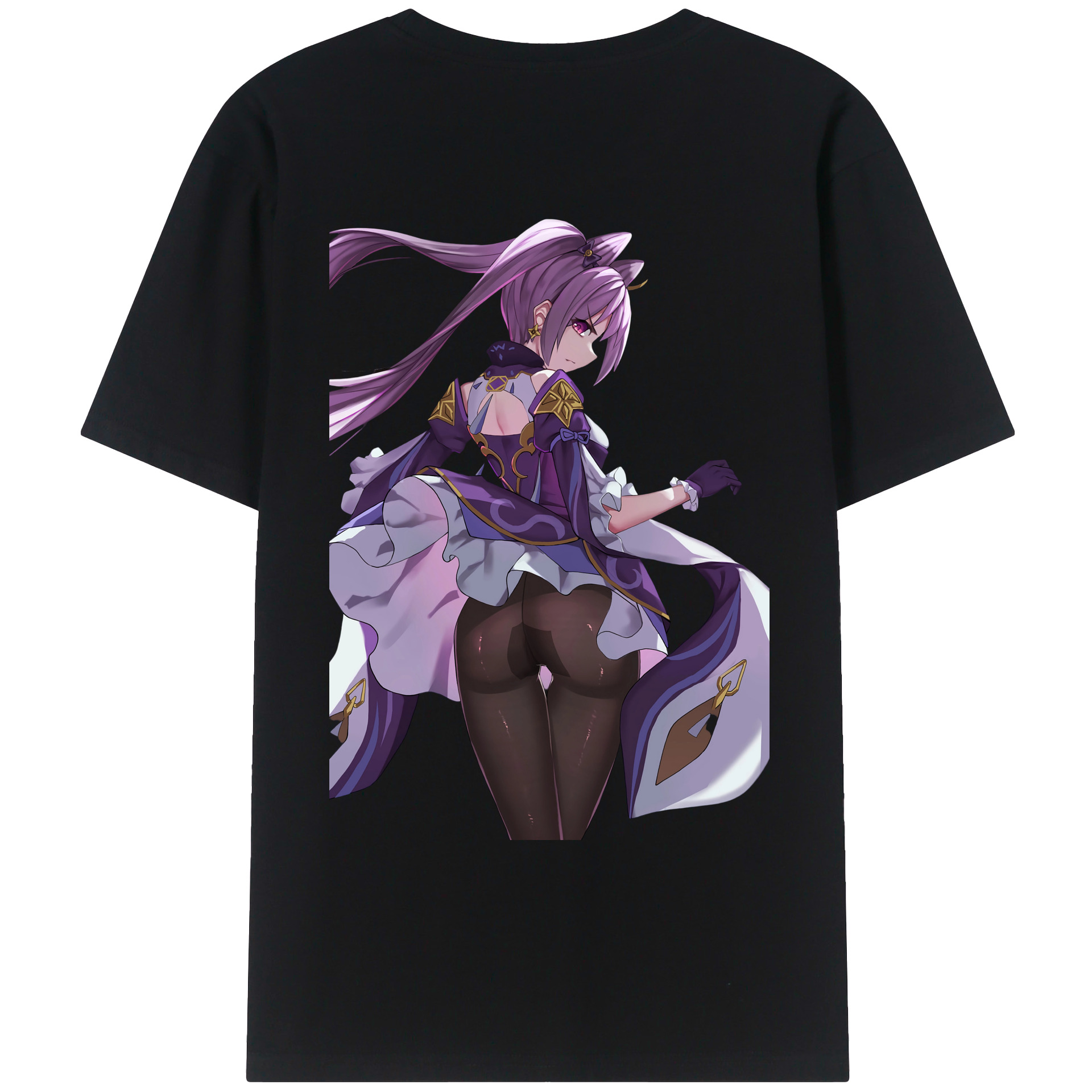 げんし神 刻晴 こくせい genshin Kokusei 綿100％ メンズ半袖Tシャツ（バックプリント） 通気性