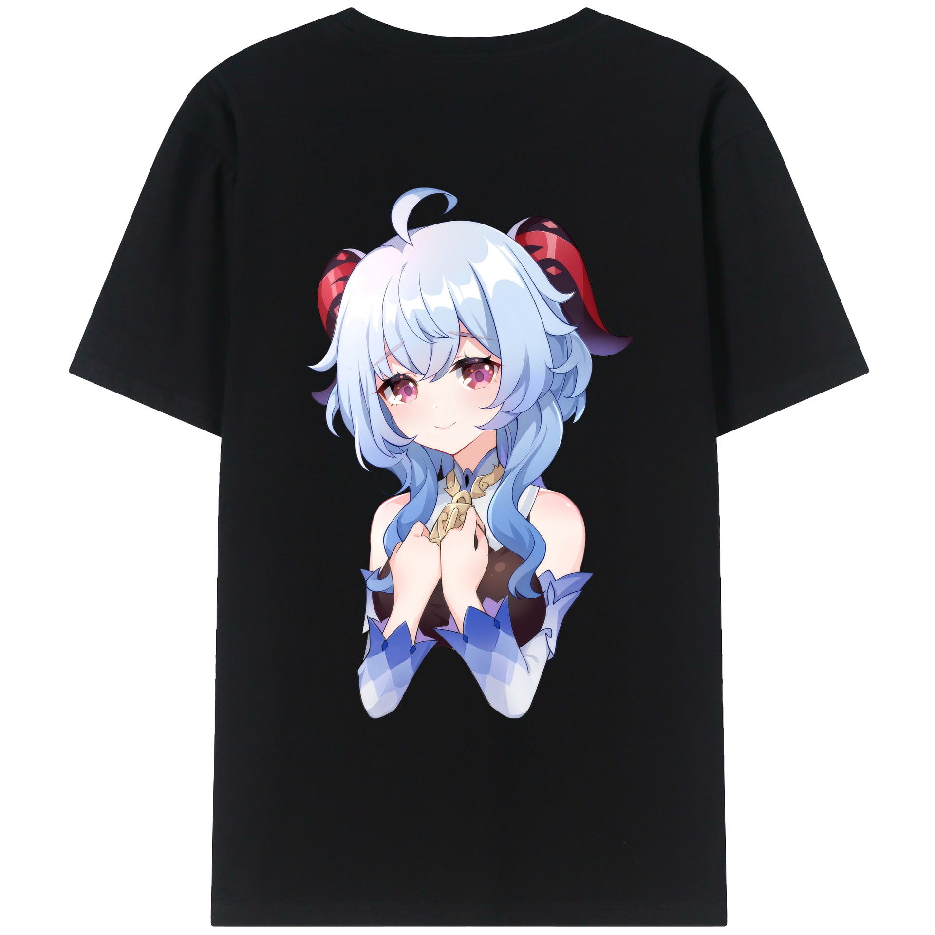 げんし神 甘雨 かんう genshin Ganyu 綿100％ メンズ半袖Tシャツ（バックプリント） 通気性