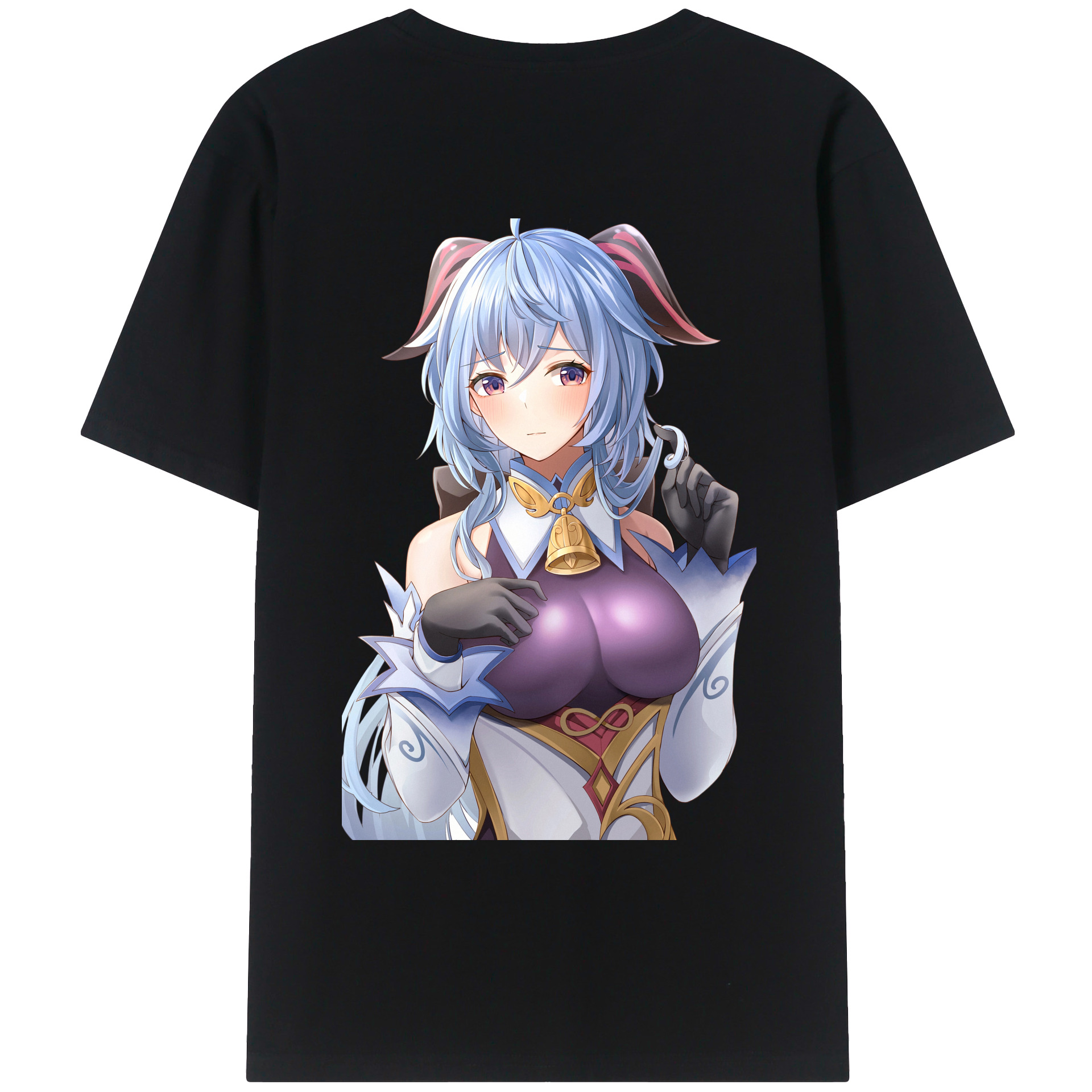 げんし神 甘雨 かんう genshin Ganyu 綿100％ メンズ半袖Tシャツ（バックプリント） 通気性