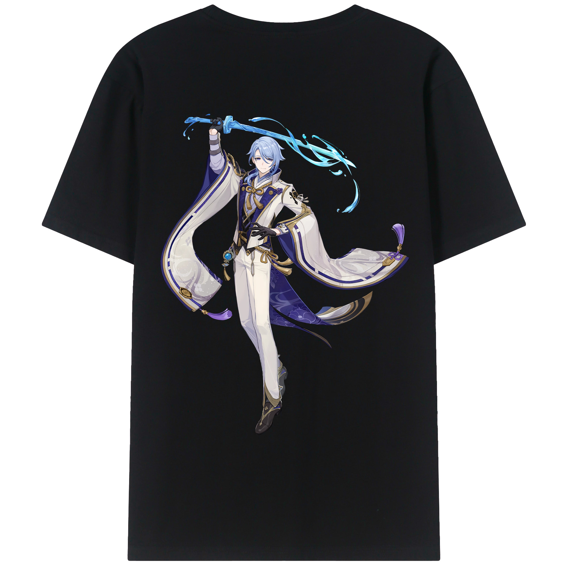 げんし神 神里綾人 かみさとあやと genshin Kamisato Ayato 綿100％ メンズ半袖Tシャツ（バックプリント） 通気性