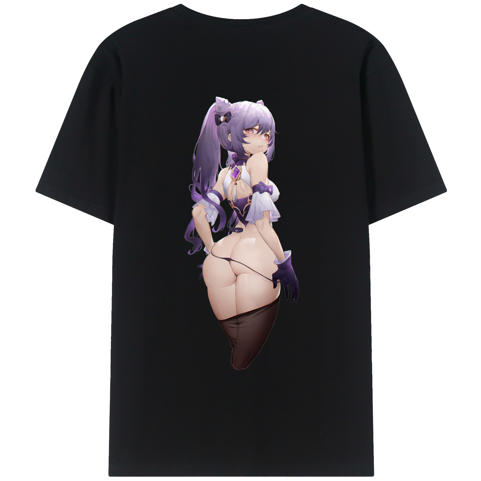 げんし神 刻晴 こくせい genshin Kokusei 綿100％ メンズ半袖Tシャツ（バックプリント） 通気性