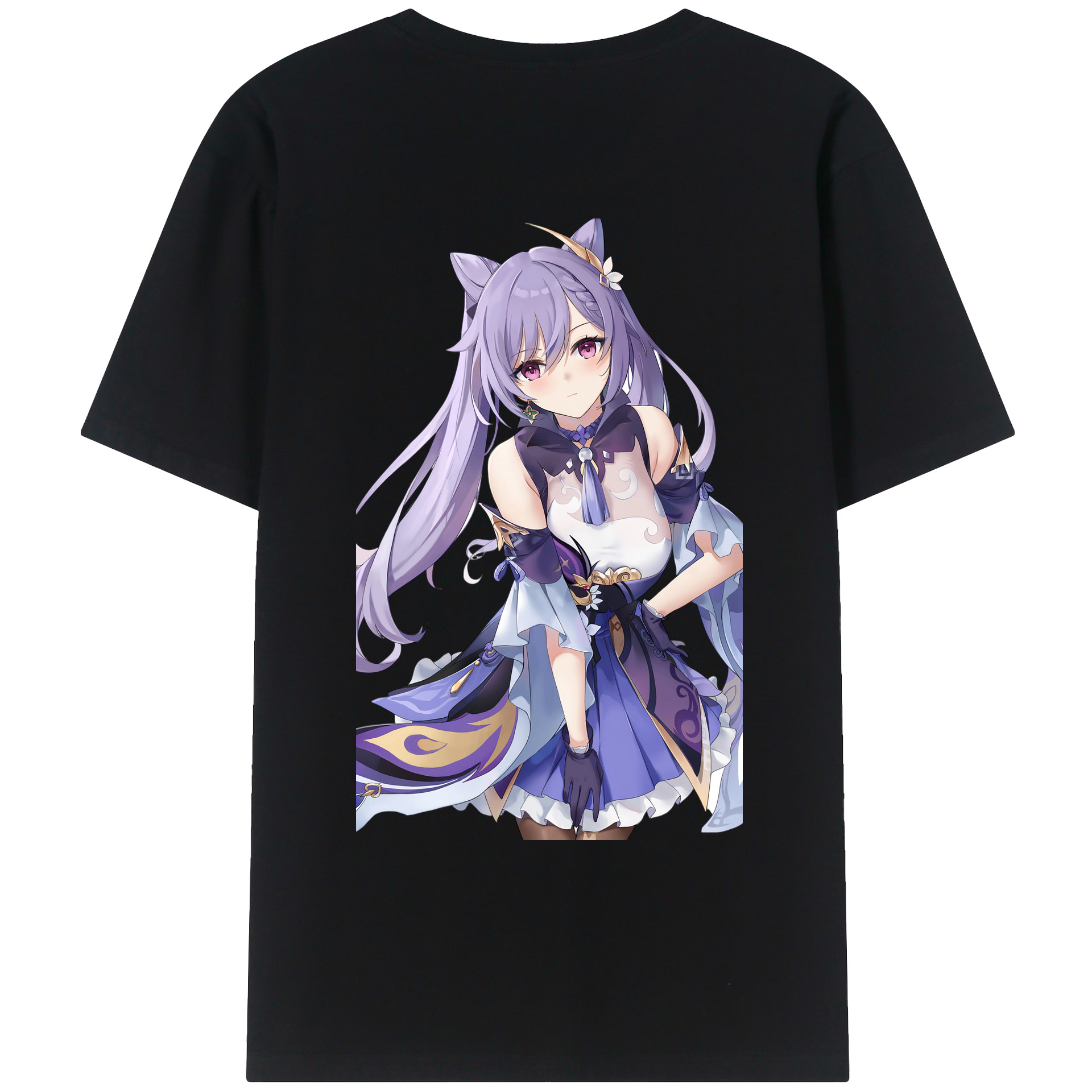 げんし神 刻晴 こくせい genshin Kokusei 綿100％ メンズ半袖Tシャツ（バックプリント） 通気性