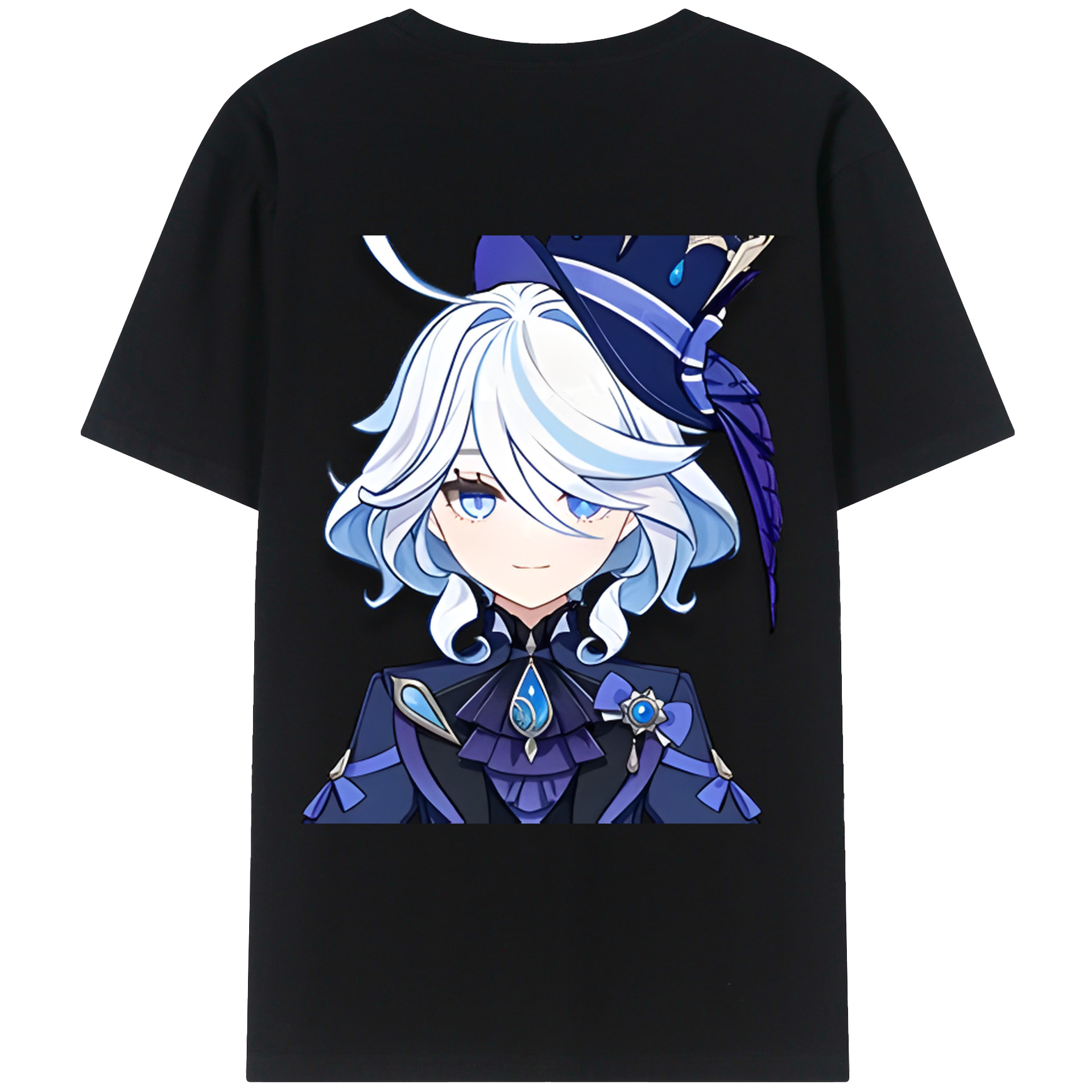 げんし神 フリーナ genshin Furina 綿100％ メンズ半袖Tシャツ（バックプリント） 通気性