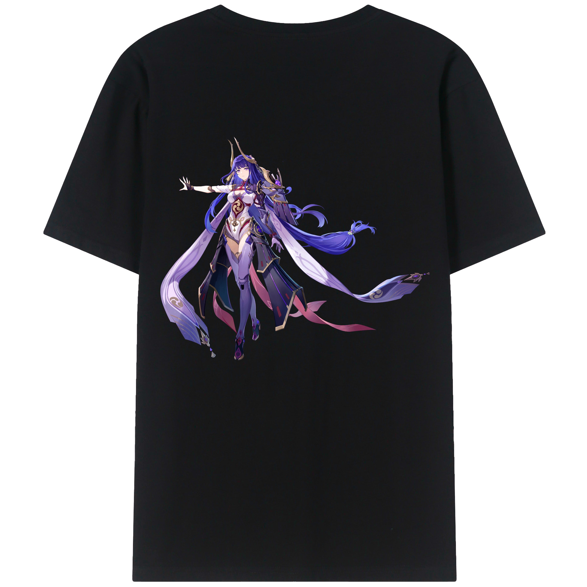 げんし神 雷電将軍 らいでんしょうぐん genshin Raiden Shogun 綿100％ メンズ半袖Tシャツ（バックプリント） 通気性