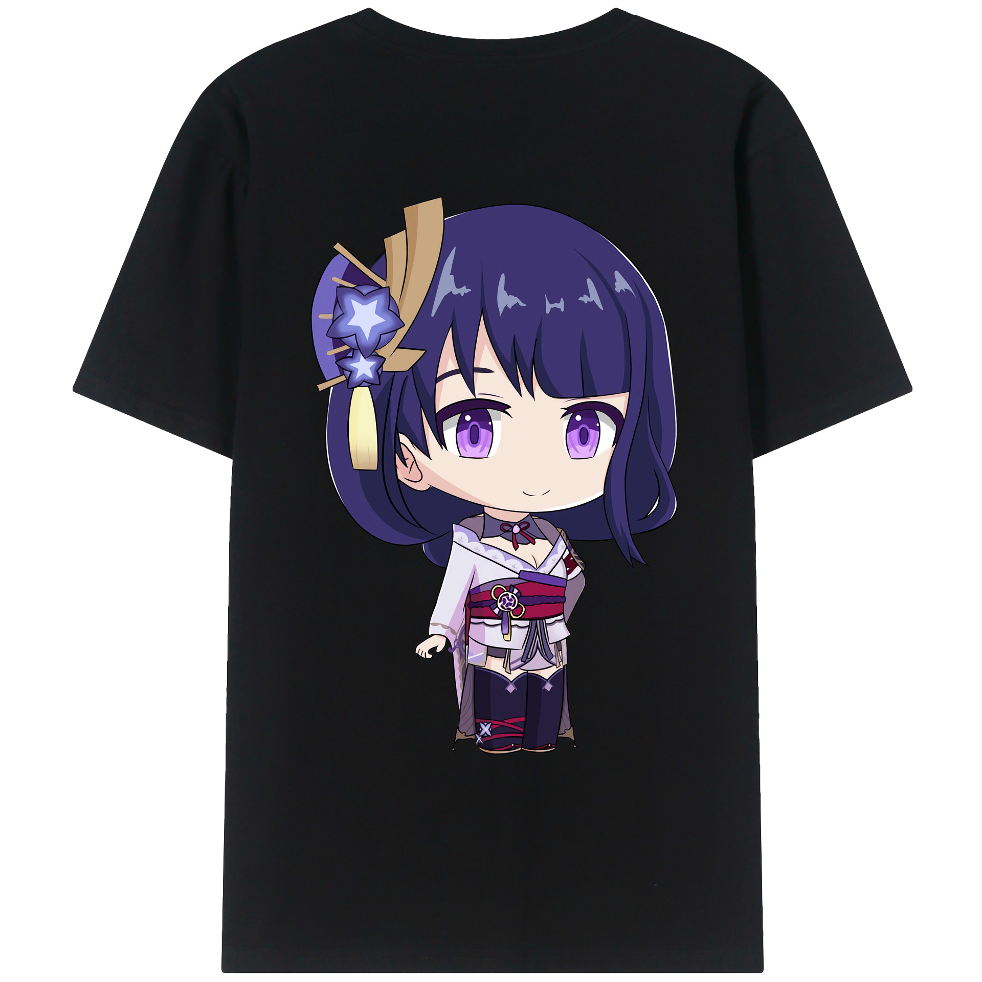 げんし神 雷電将軍 らいでんしょうぐん genshin Raiden Shogun 綿100％ メンズ半袖Tシャツ（バックプリント） 通気性