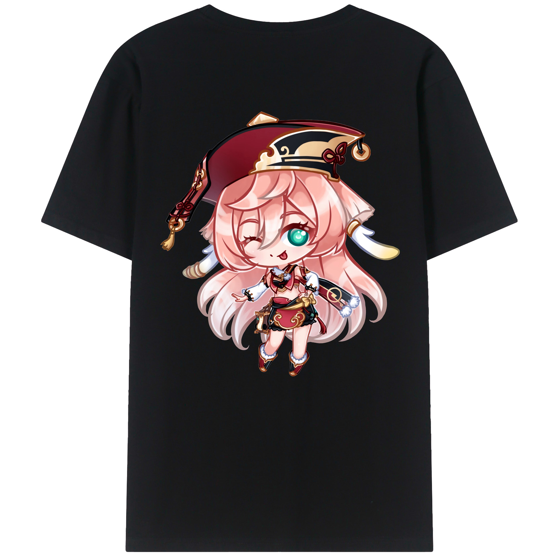 げんし神 ヤンフェイ genshin Yanfei 綿100％ メンズ半袖Tシャツ（バックプリント） 通気性
