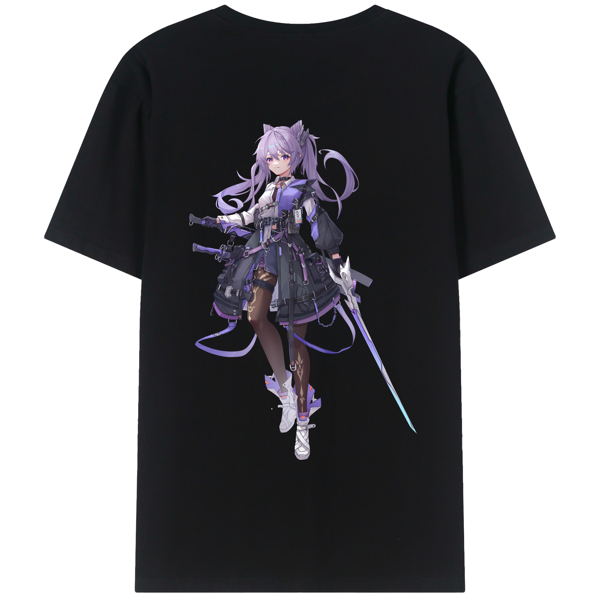 げんし神 刻晴 こくせい genshin Kokusei 綿100％ メンズ半袖Tシャツ（バックプリント） 通気性
