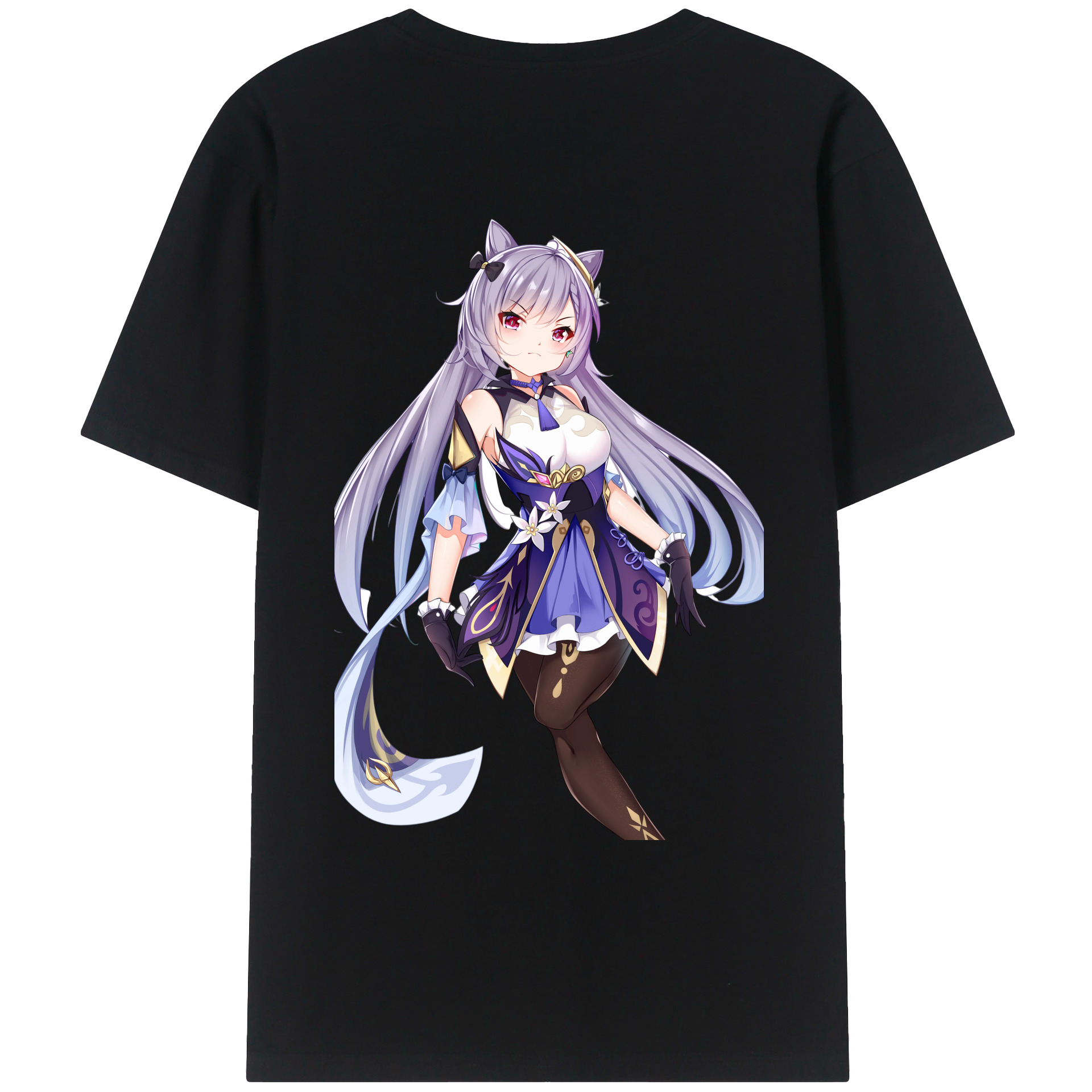 げんし神 刻晴 こくせい genshin Kokusei 綿100％ メンズ半袖Tシャツ（バックプリント） 通気性