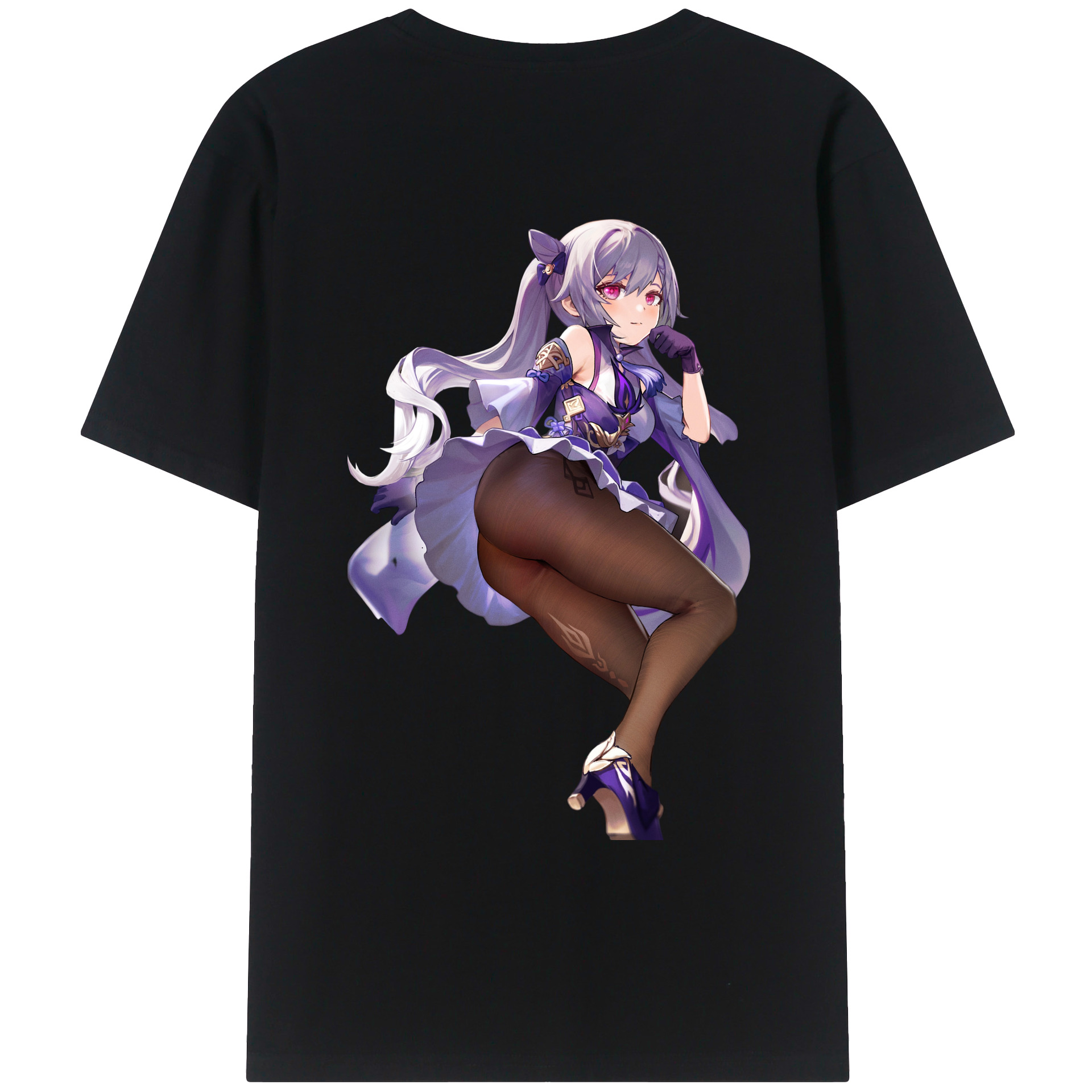 げんし神 刻晴 こくせい genshin Kokusei 綿100％ メンズ半袖Tシャツ（バックプリント） 通気性