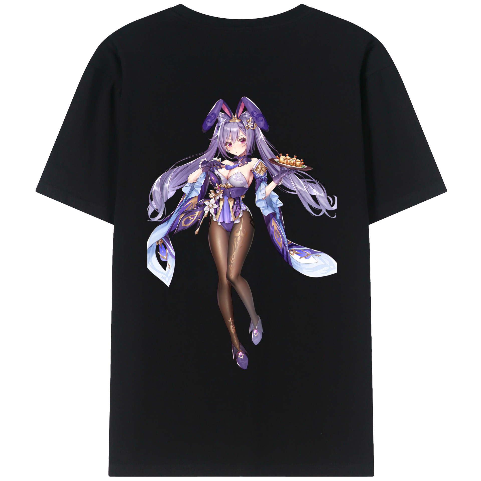 げんし神 刻晴 こくせい genshin Kokusei 綿100％ メンズ半袖Tシャツ（バックプリント） 通気性