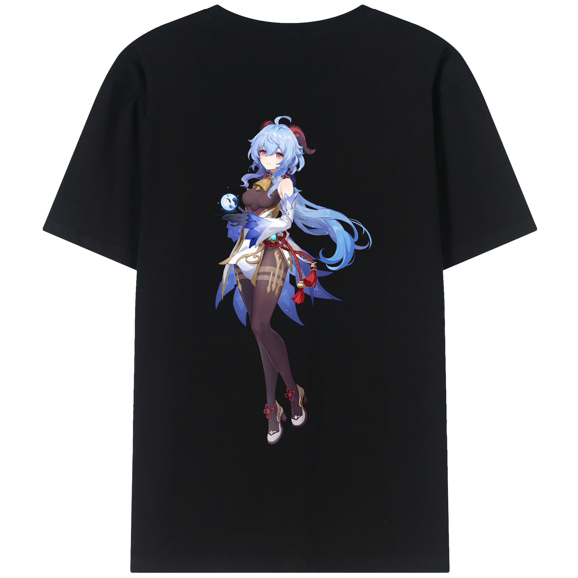 げんし神 甘雨 かんう genshin Ganyu 綿100％ メンズ半袖Tシャツ（バックプリント） 通気性