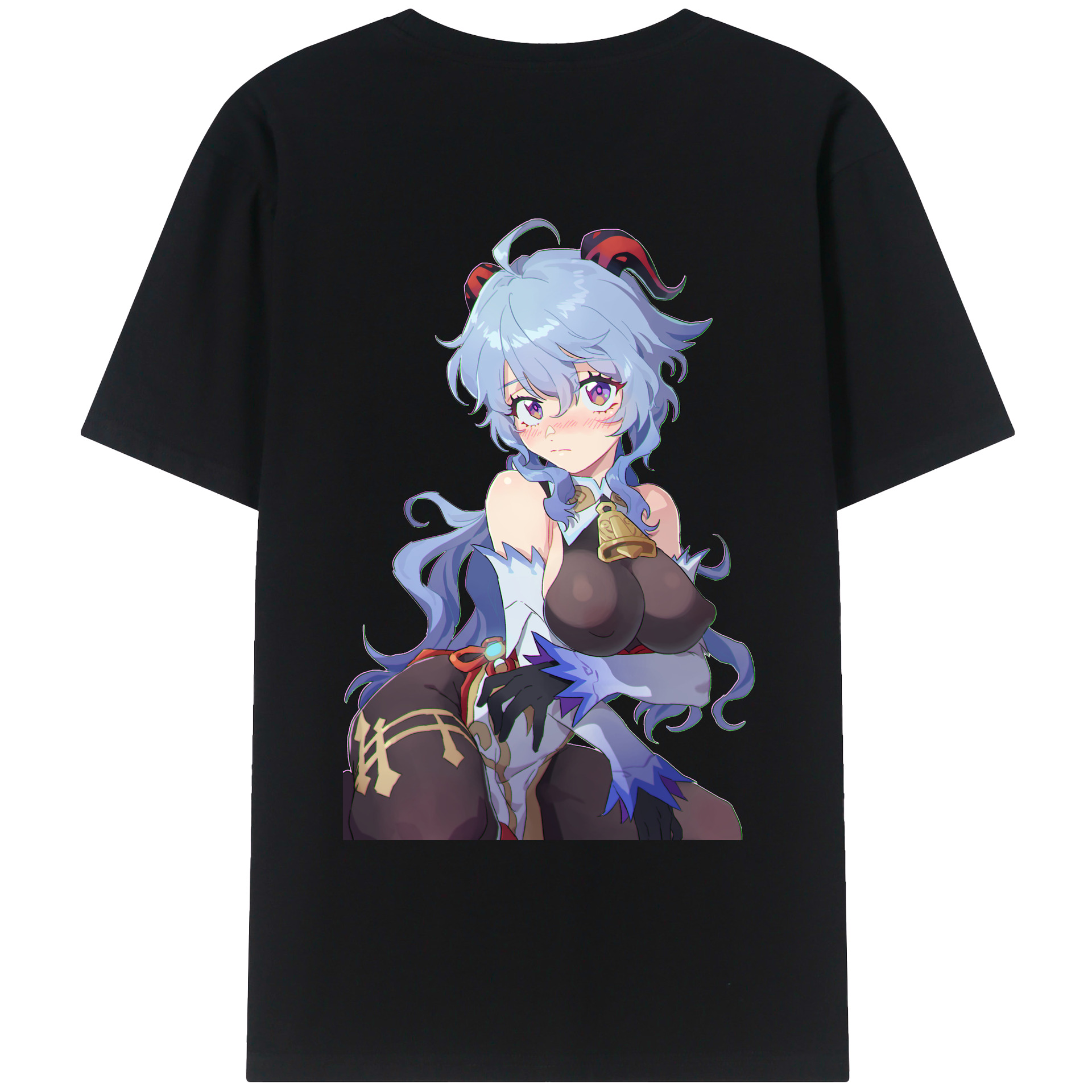 げんし神 甘雨 かんう genshin Ganyu 綿100％ メンズ半袖Tシャツ（バックプリント） 通気性