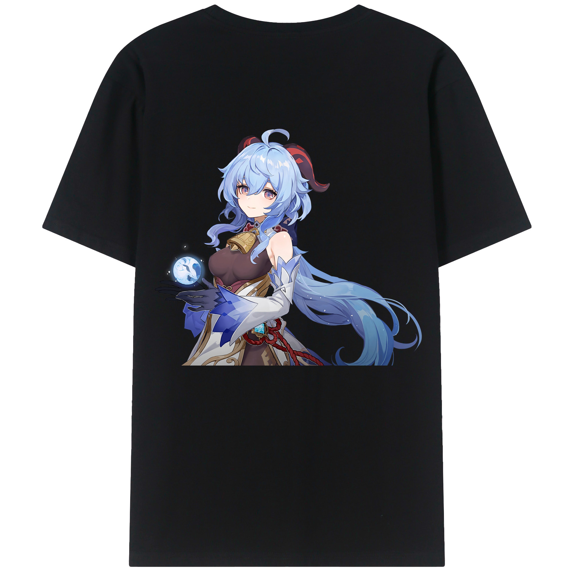 げんし神 甘雨 かんう genshin Ganyu 綿100％ メンズ半袖Tシャツ（バックプリント） 通気性