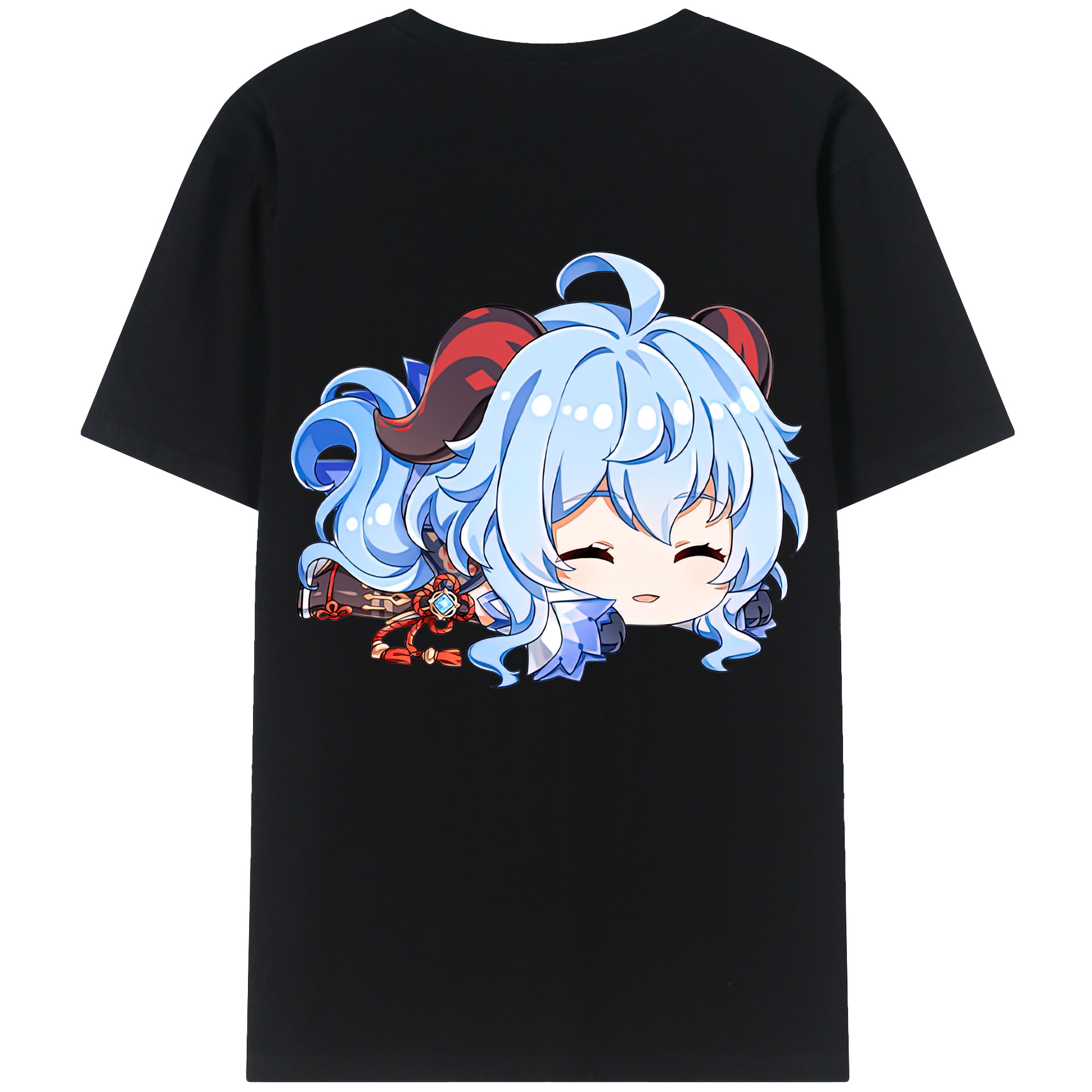 げんし神 甘雨 かんう genshin Ganyu 綿100％ メンズ半袖Tシャツ（バックプリント） 通気性