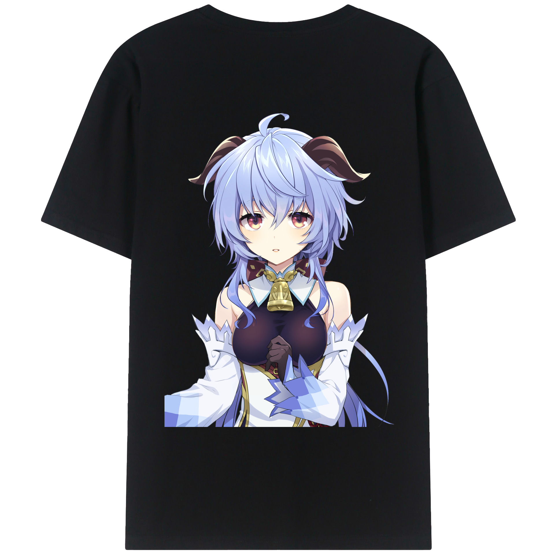 げんし神 甘雨 かんう genshin Ganyu 綿100％ メンズ半袖Tシャツ（バックプリント） 通気性