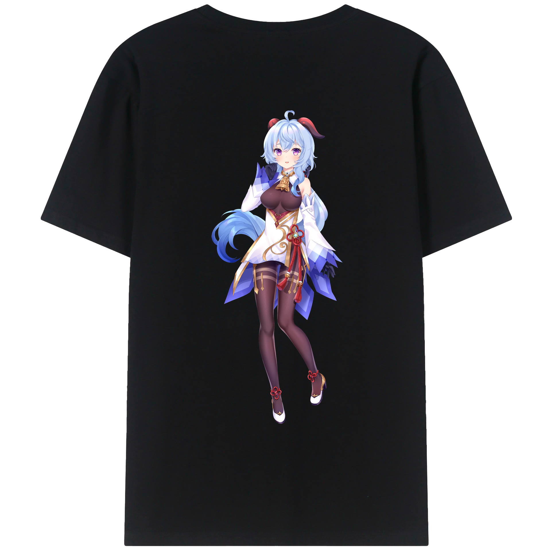 げんし神 甘雨 かんう genshin Ganyu 綿100％ メンズ半袖Tシャツ（バックプリント） 通気性