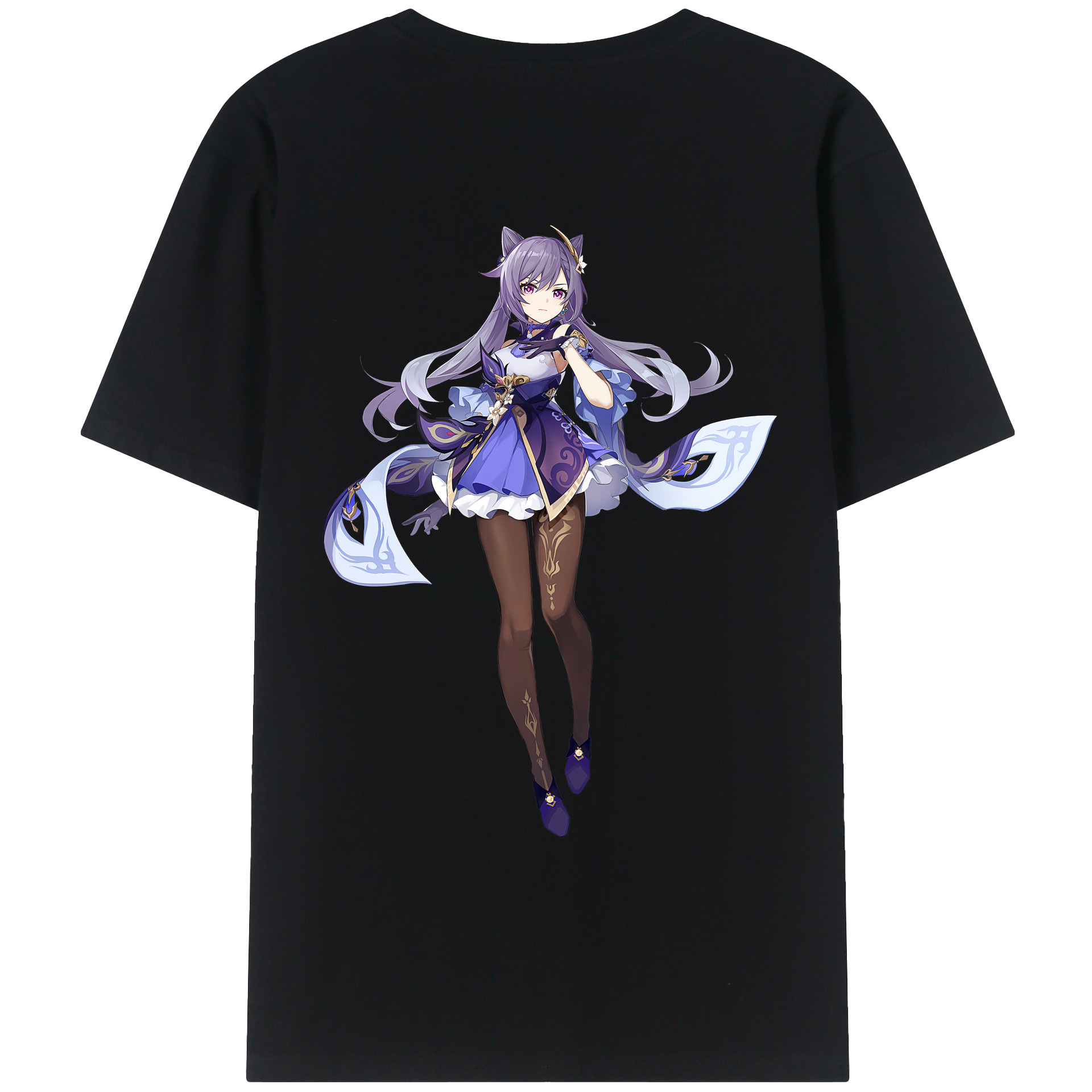 げんし神 刻晴 こくせい genshin Kokusei 綿100％ メンズ半袖Tシャツ（バックプリント） 通気性