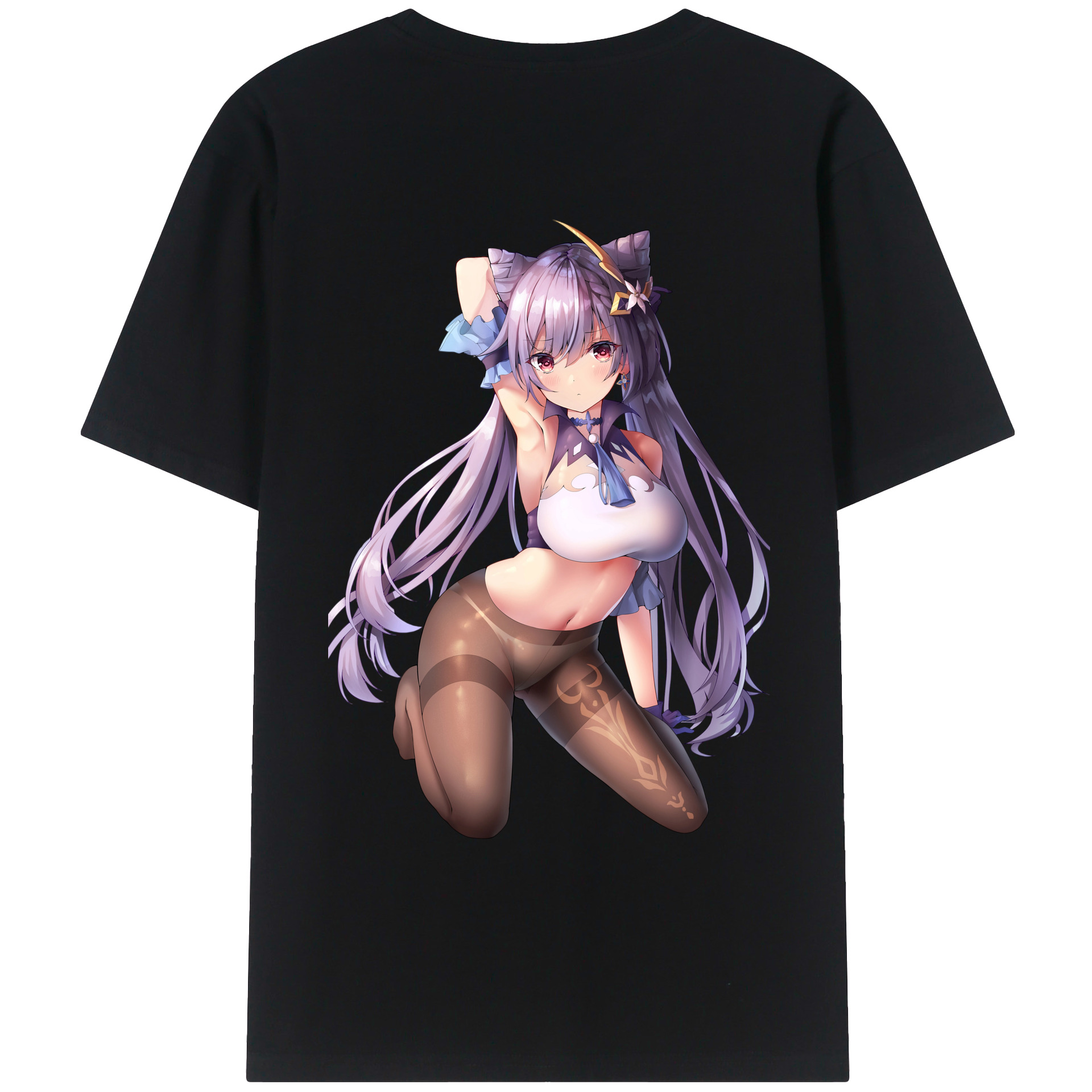 げんし神 刻晴 こくせい genshin Kokusei 綿100％ メンズ半袖Tシャツ（バックプリント） 通気性