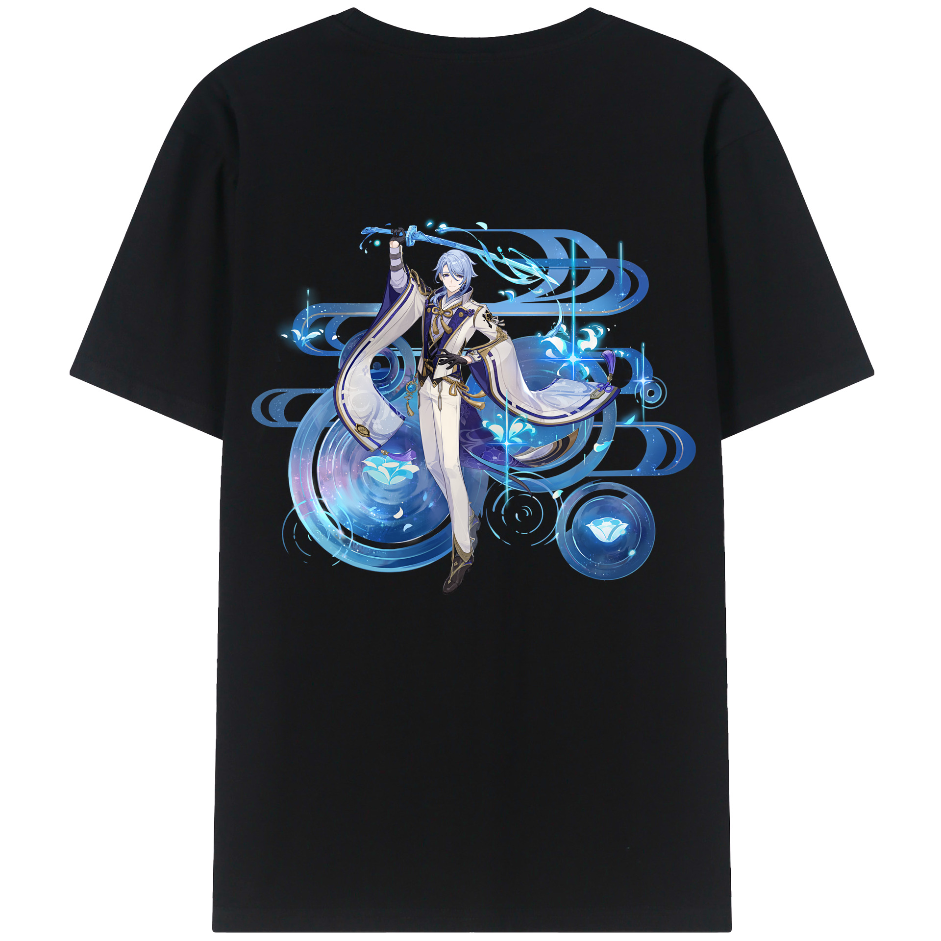 げんし神 神里綾人 かみさとあやと genshin Kamisato Ayato 綿100％ メンズ半袖Tシャツ（バックプリント） 通気性