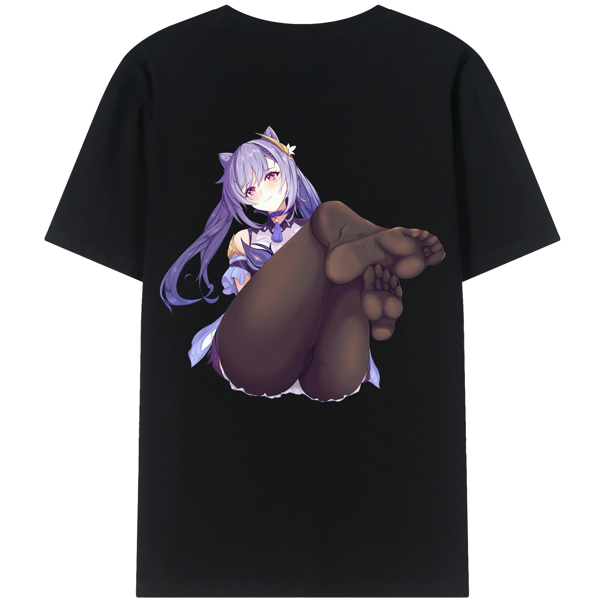 げんし神 刻晴 こくせい genshin Kokusei 綿100％ メンズ半袖Tシャツ（バックプリント） 通気性