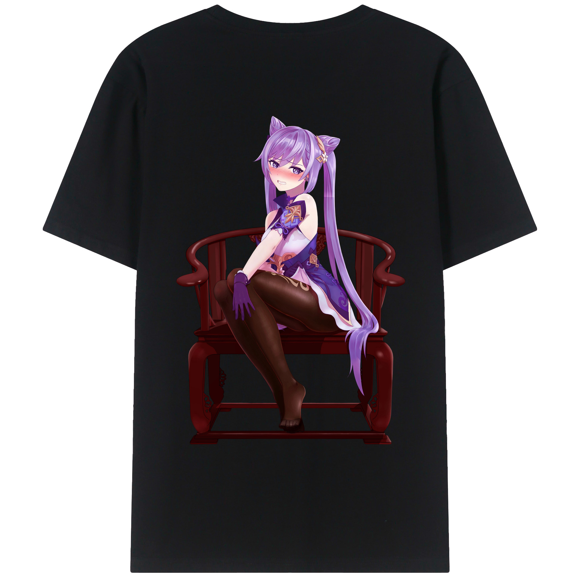 げんし神 刻晴 こくせい genshin Kokusei 綿100％ メンズ半袖Tシャツ（バックプリント） 通気性