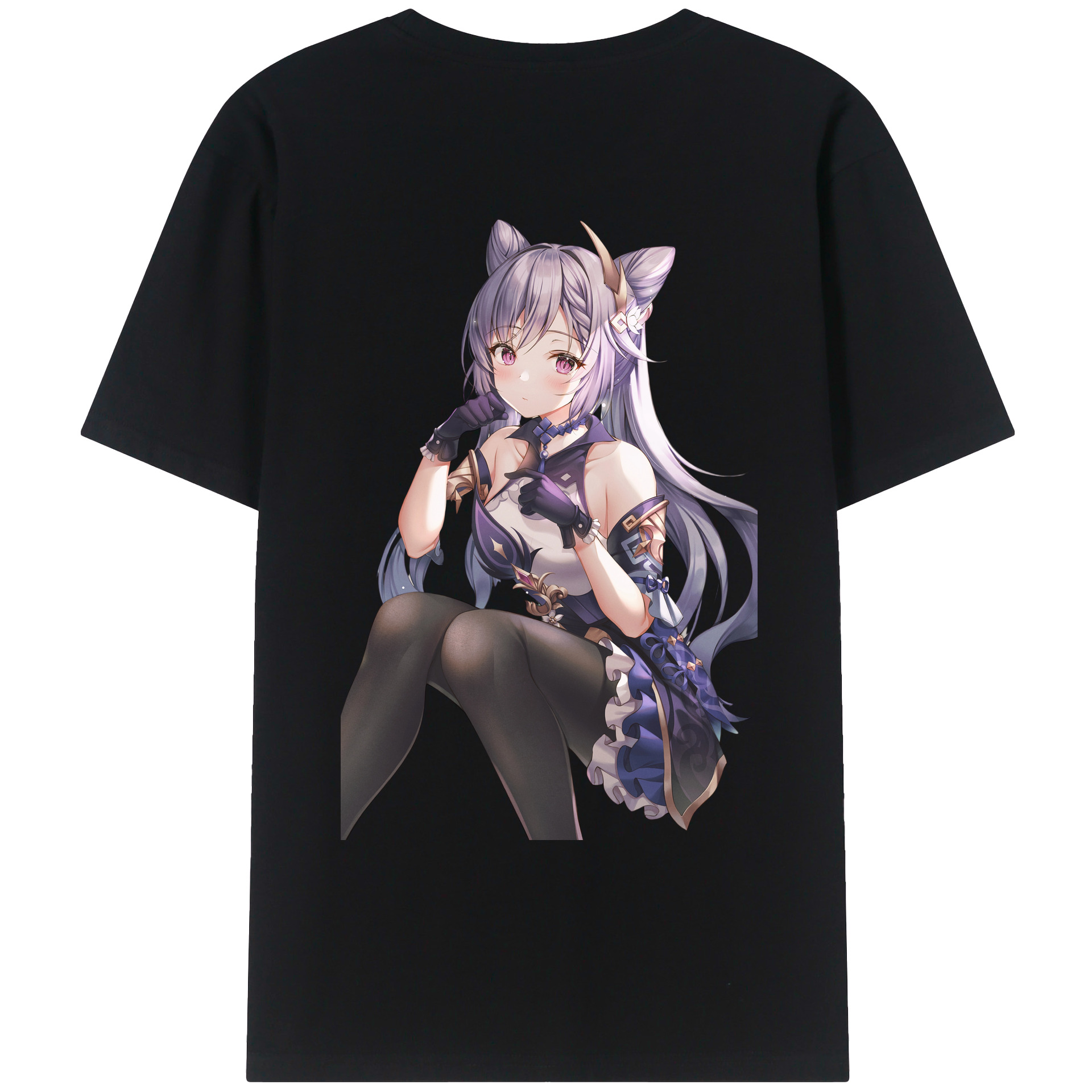 げんし神 刻晴 こくせい genshin Kokusei 綿100％ メンズ半袖Tシャツ（バックプリント） 通気性