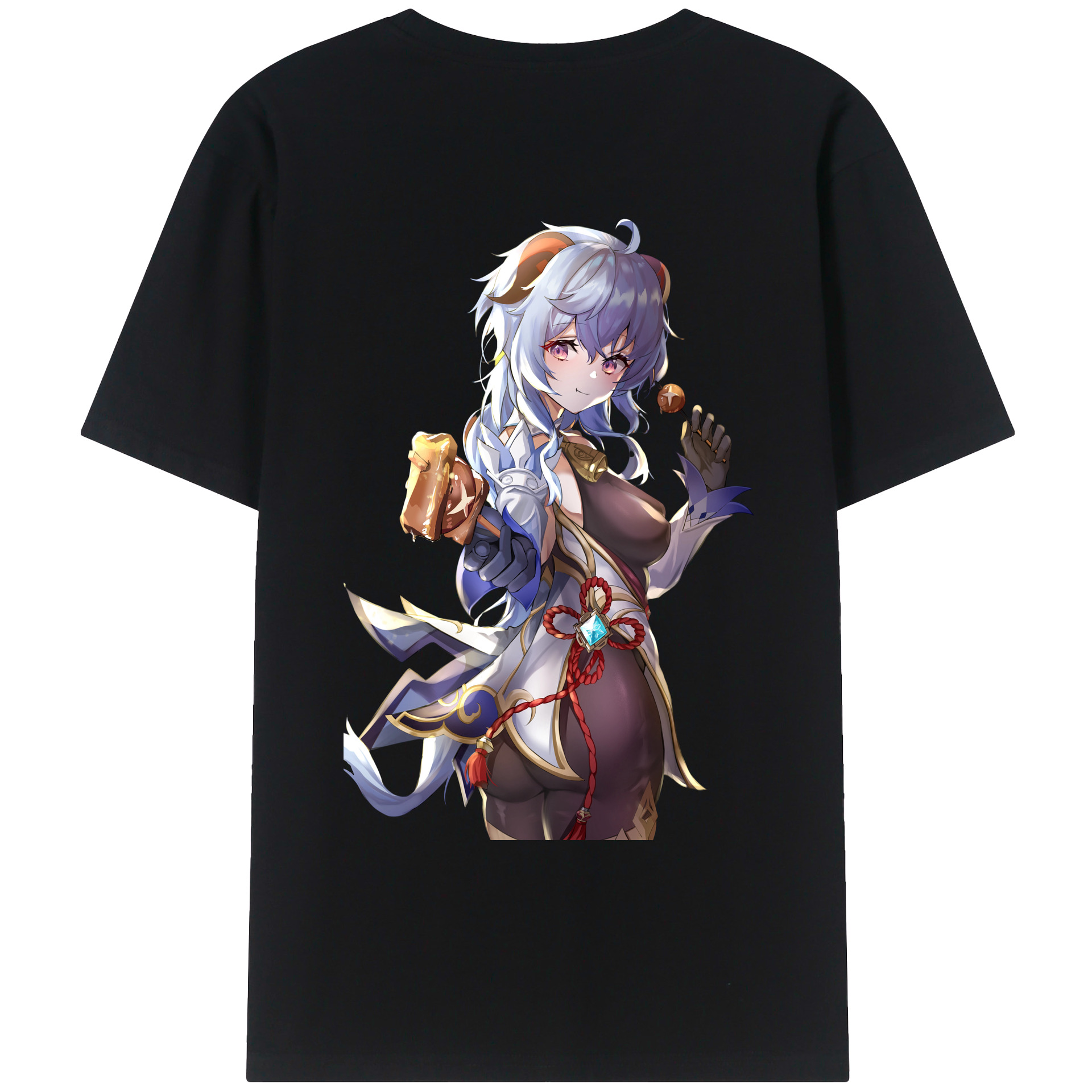 げんし神 甘雨 かんう genshin Ganyu 綿100％ メンズ半袖Tシャツ（バックプリント） 通気性