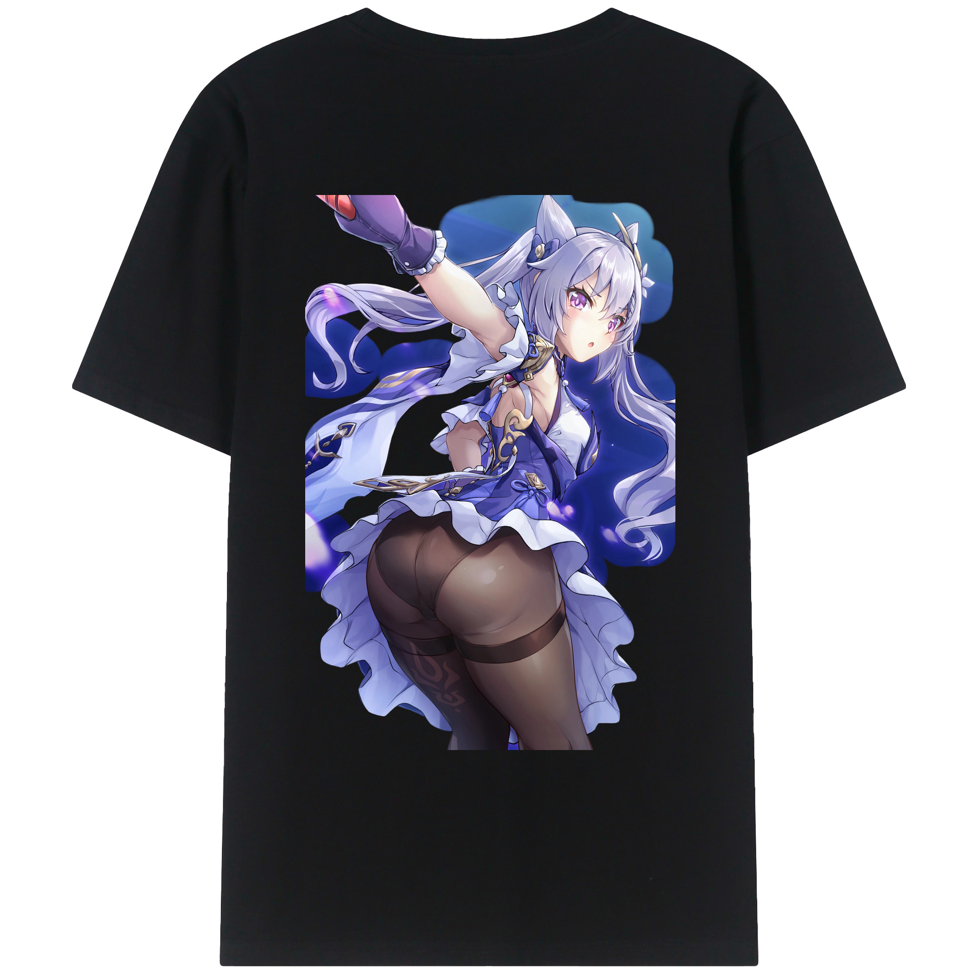 げんし神 刻晴 こくせい genshin Kokusei 綿100％ メンズ半袖Tシャツ（バックプリント） 通気性