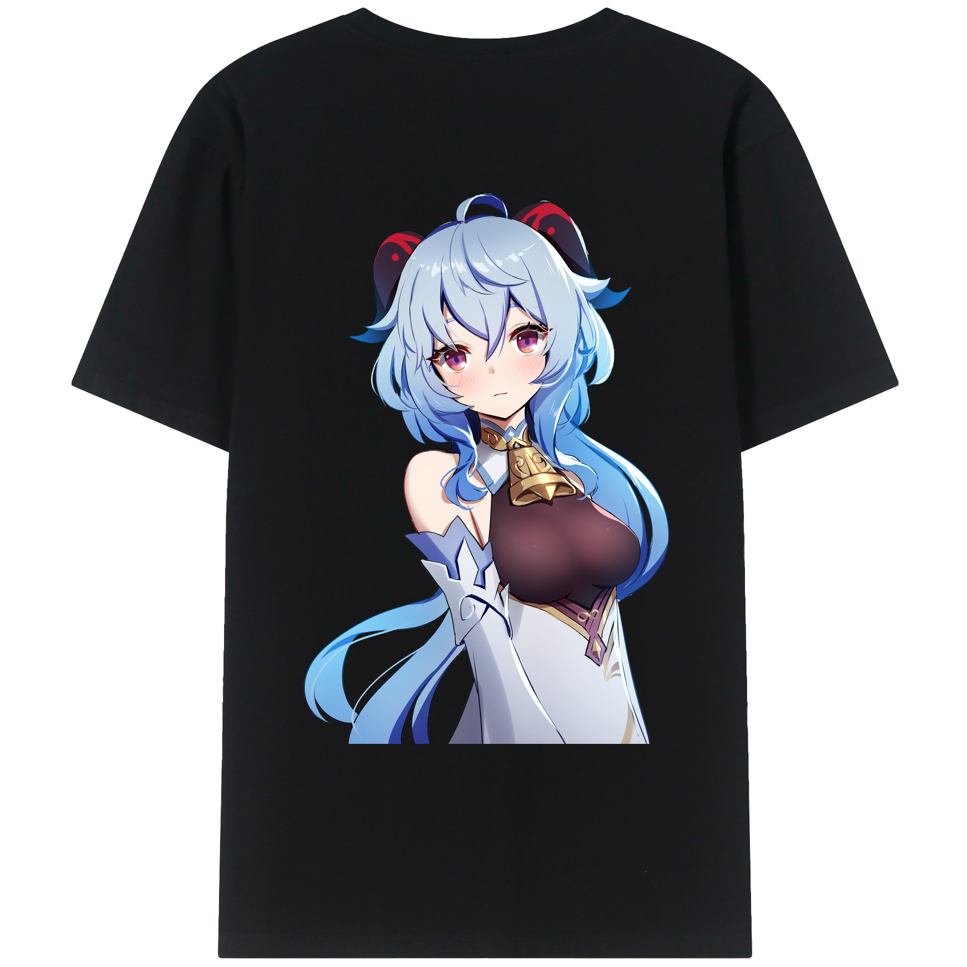 げんし神 甘雨 かんう genshin Ganyu 綿100％ メンズ半袖Tシャツ（バックプリント） 通気性