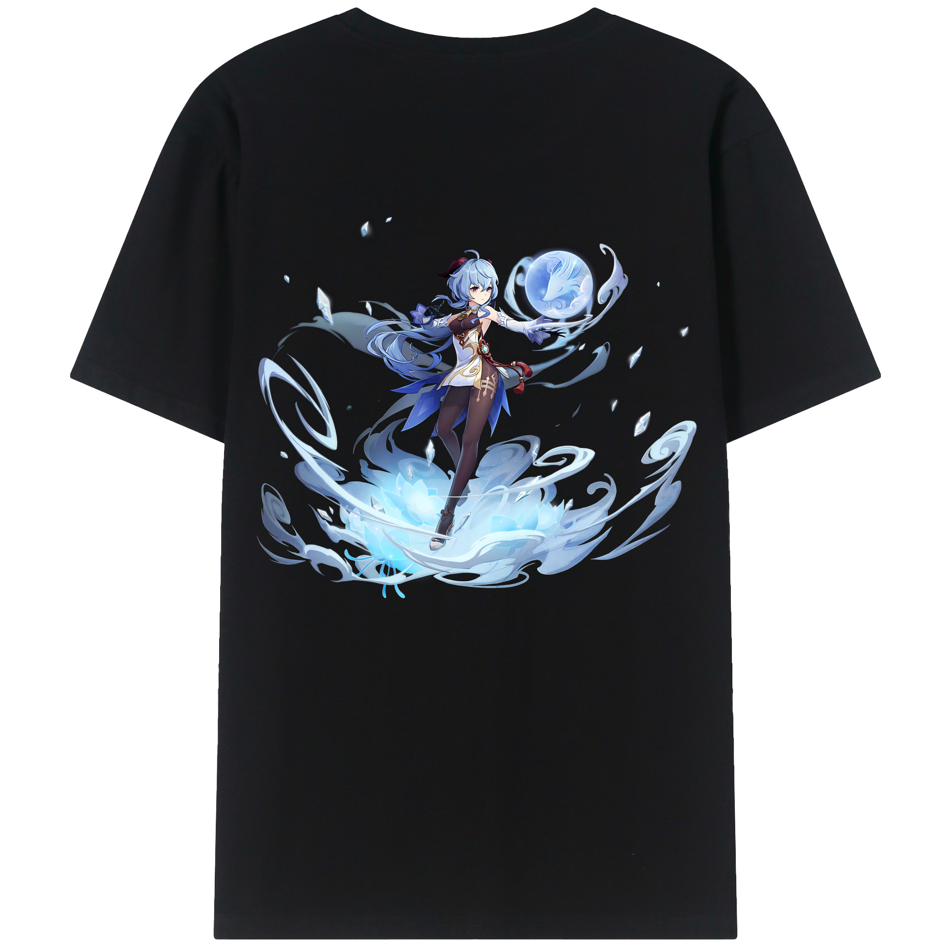 げんし神 甘雨 かんう genshin Ganyu 綿100％ メンズ半袖Tシャツ（バックプリント） 通気性