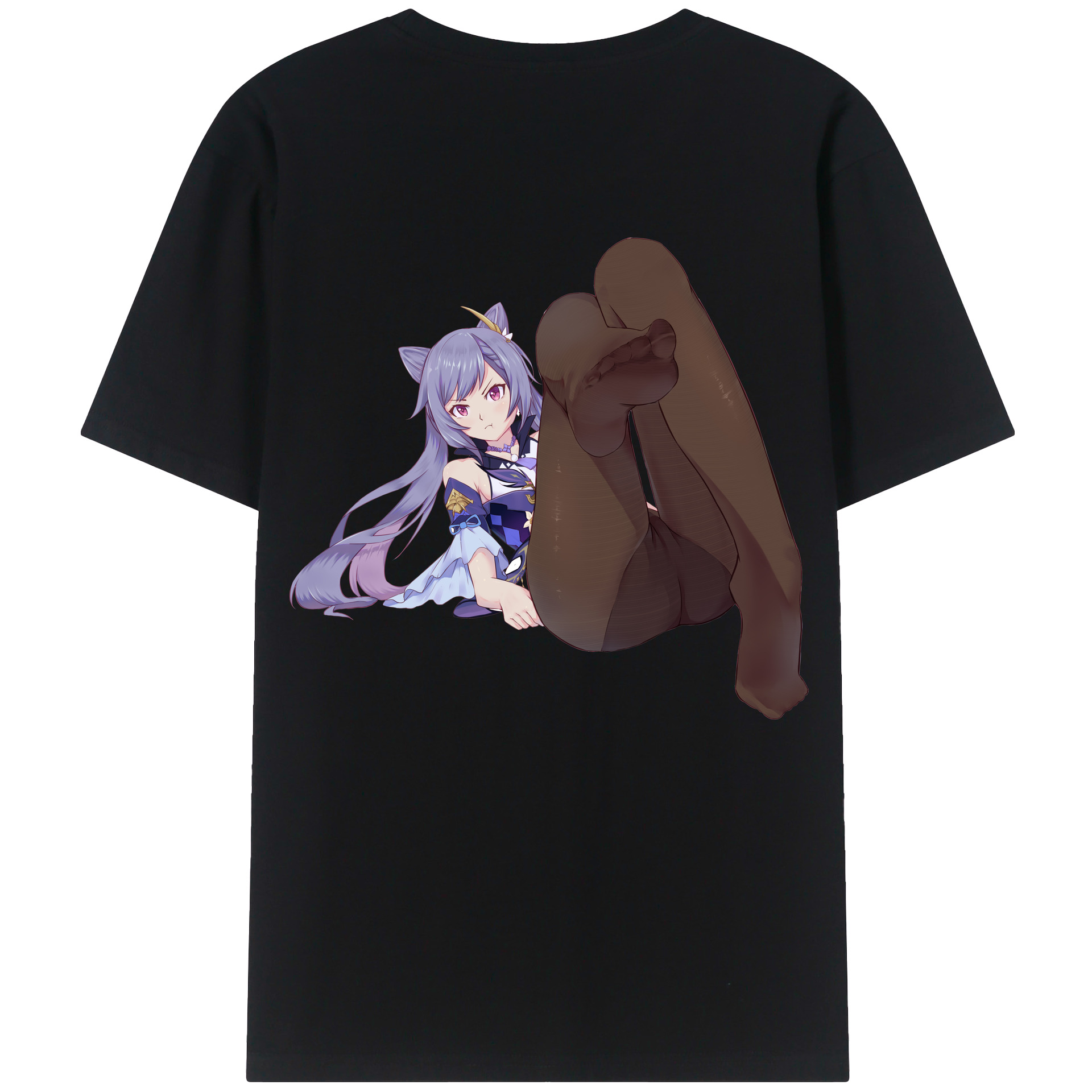 げんし神 刻晴 こくせい genshin Kokusei 綿100％ メンズ半袖Tシャツ（バックプリント） 通気性
