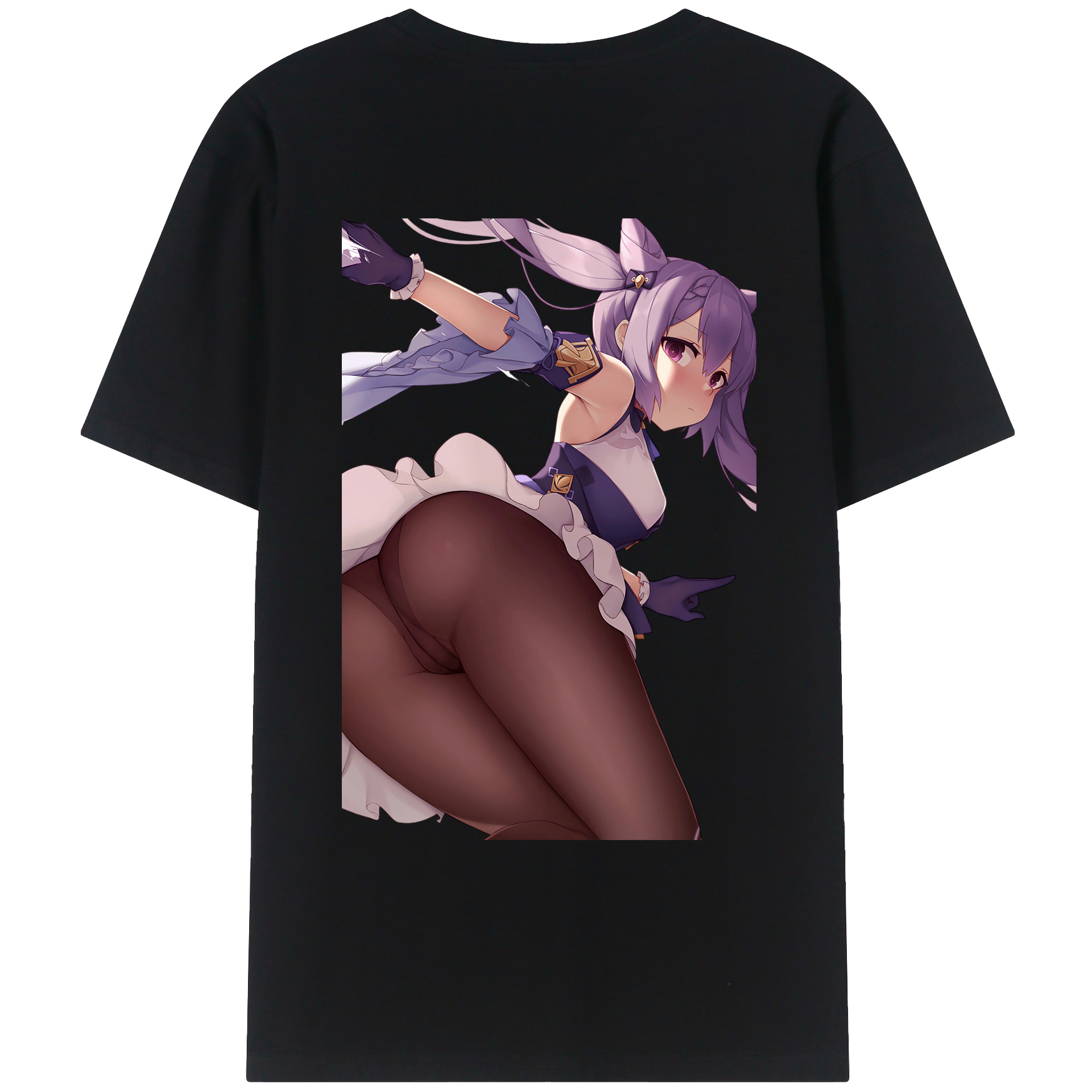 げんし神 刻晴 こくせい genshin Kokusei 綿100％ メンズ半袖Tシャツ（バックプリント） 通気性