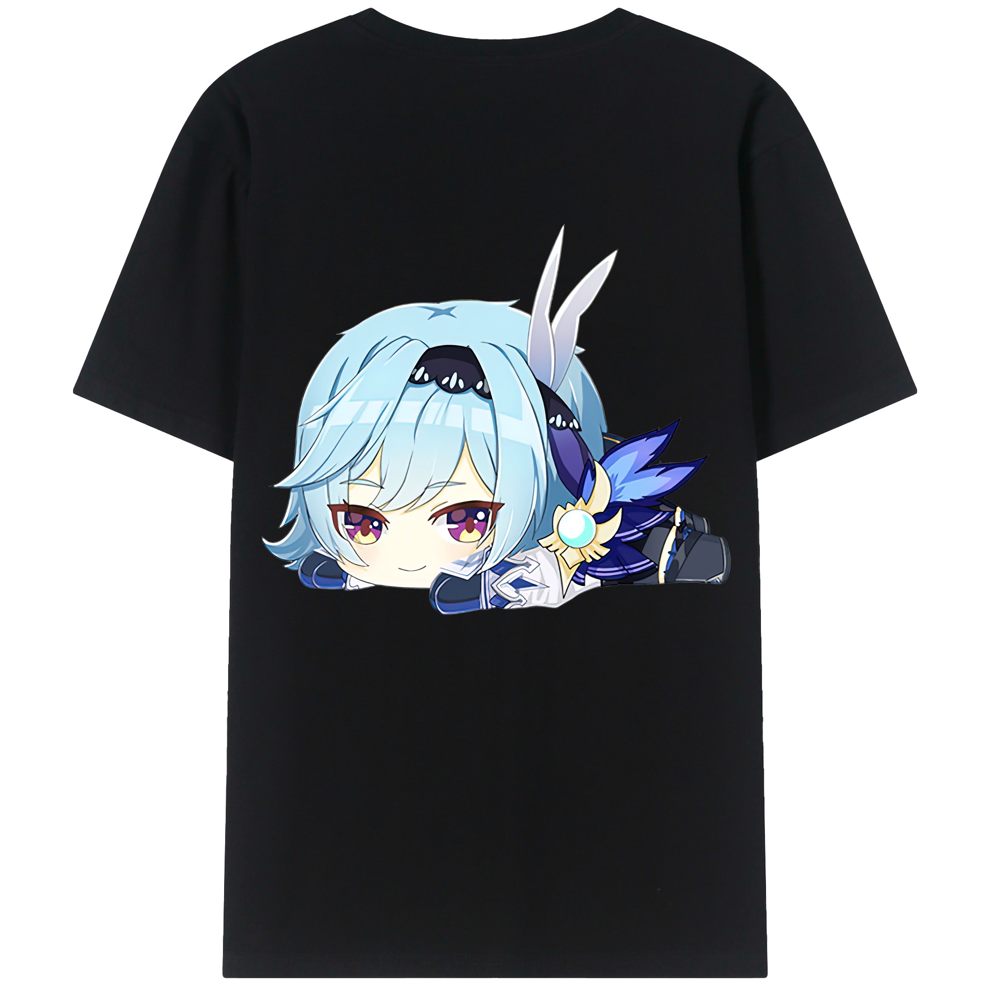 げんし神 优菈 ゆうら genshin Yūra 綿100％ メンズ半袖Tシャツ（バックプリント） 通気性