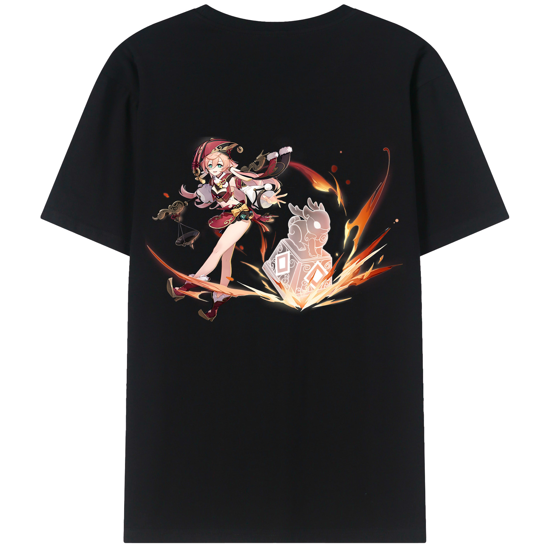 げんし神 ヤンフェイ genshin Yanfei 綿100％ メンズ半袖Tシャツ（バックプリント） 通気性