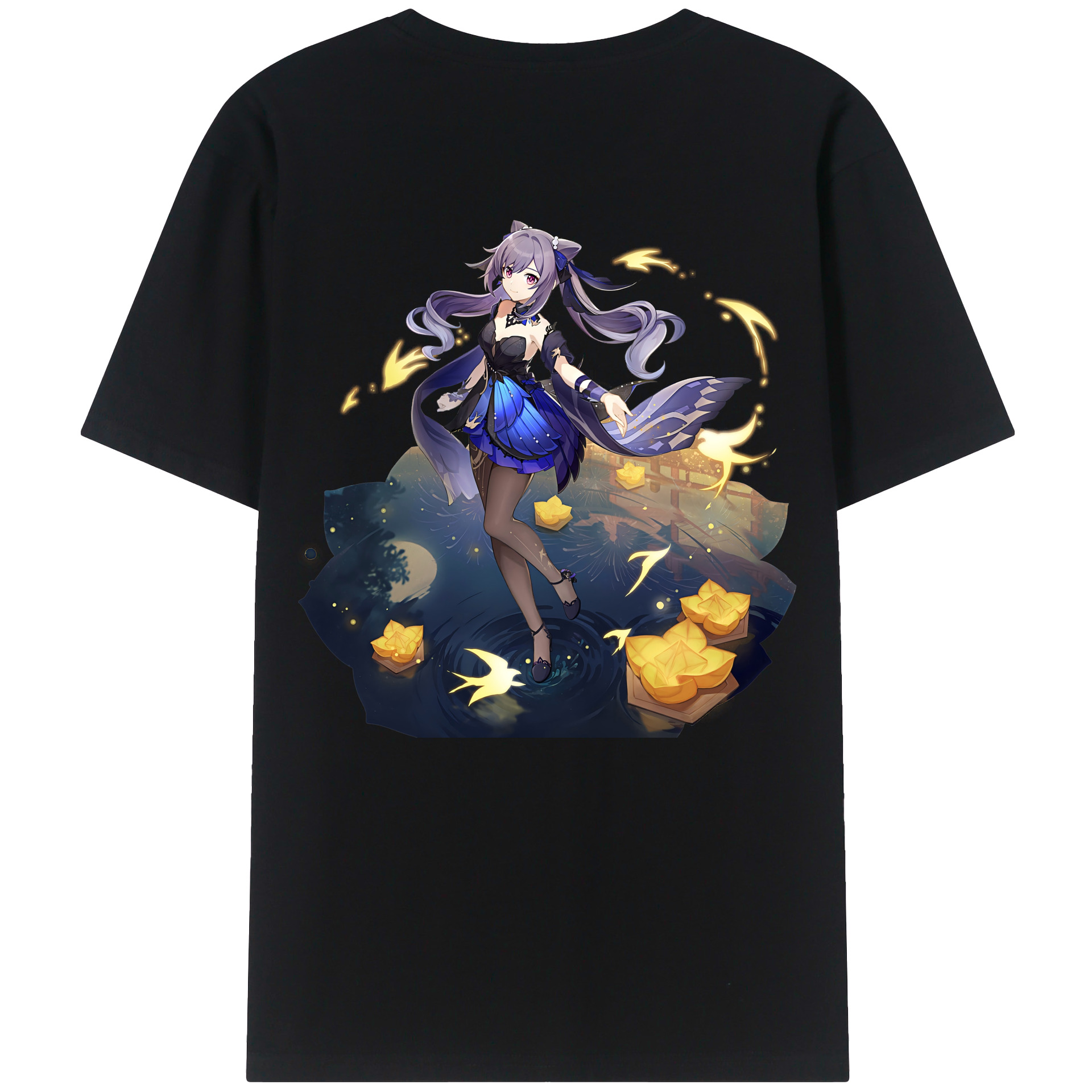 げんし神 刻晴 こくせい genshin Kokusei 綿100％ メンズ半袖Tシャツ（バックプリント） 通気性