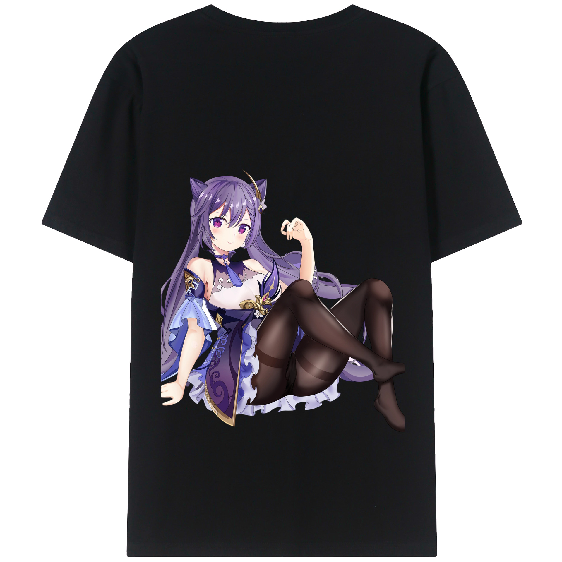 げんし神 刻晴 こくせい genshin Kokusei 綿100％ メンズ半袖Tシャツ（バックプリント） 通気性