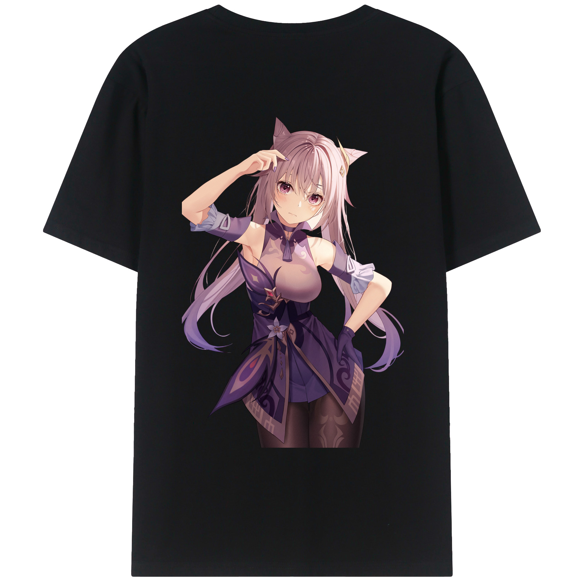 げんし神 刻晴 こくせい genshin Kokusei 綿100％ メンズ半袖Tシャツ（バックプリント） 通気性