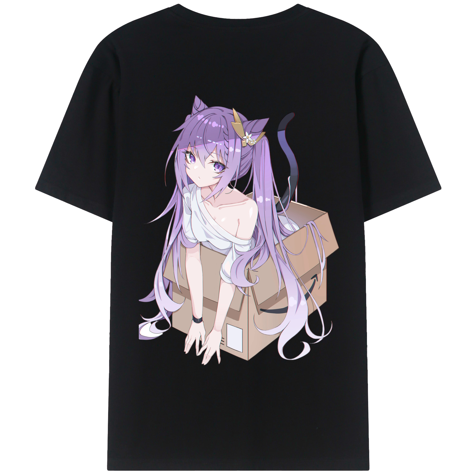 げんし神 刻晴 こくせい genshin Kokusei 綿100％ メンズ半袖Tシャツ（バックプリント） 通気性