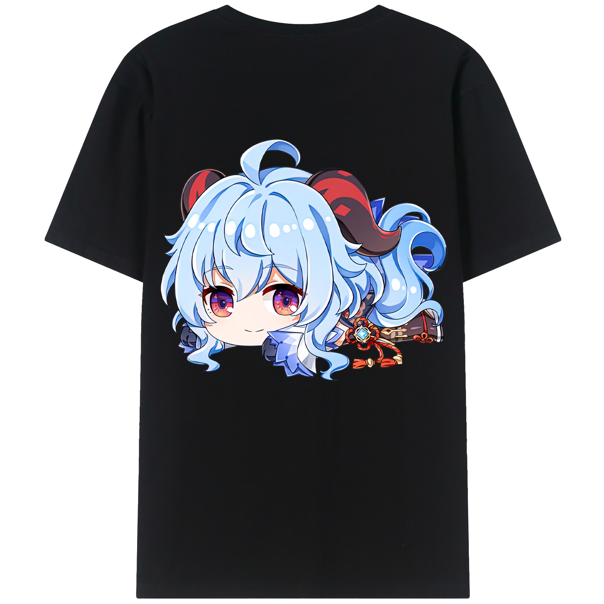 げんし神 甘雨 かんう genshin Ganyu 綿100％ メンズ半袖Tシャツ（バックプリント） 通気性