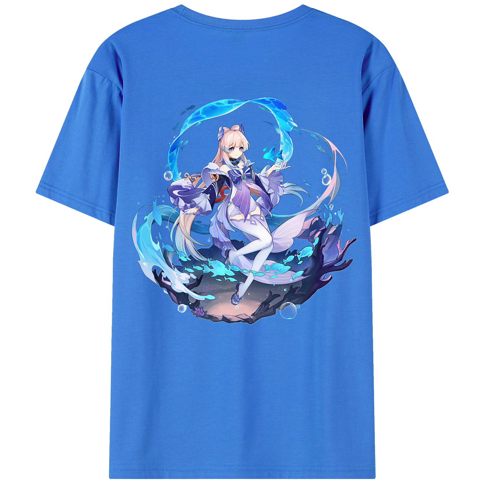 げんし神 珊瑚宮心海 サンゴノミヤ・ココミ genshin Sangonomiya Kokomi 綿100％ メンズ半袖Tシャツ（バックプリント） 通気性