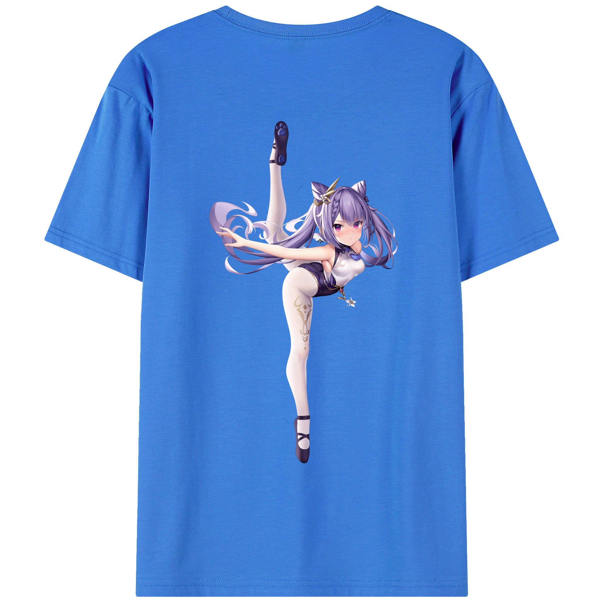 げんし神 刻晴 こくせい genshin Kokusei 綿100％ メンズ半袖Tシャツ（バックプリント） 通気性