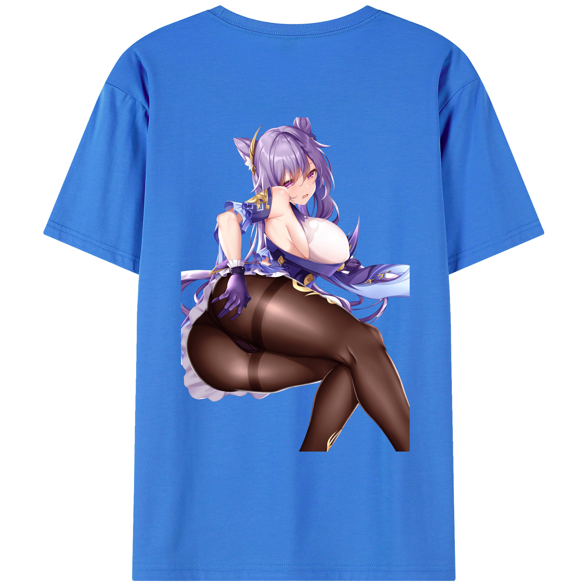 げんし神 刻晴 こくせい genshin Kokusei 綿100％ メンズ半袖Tシャツ（バックプリント） 通気性