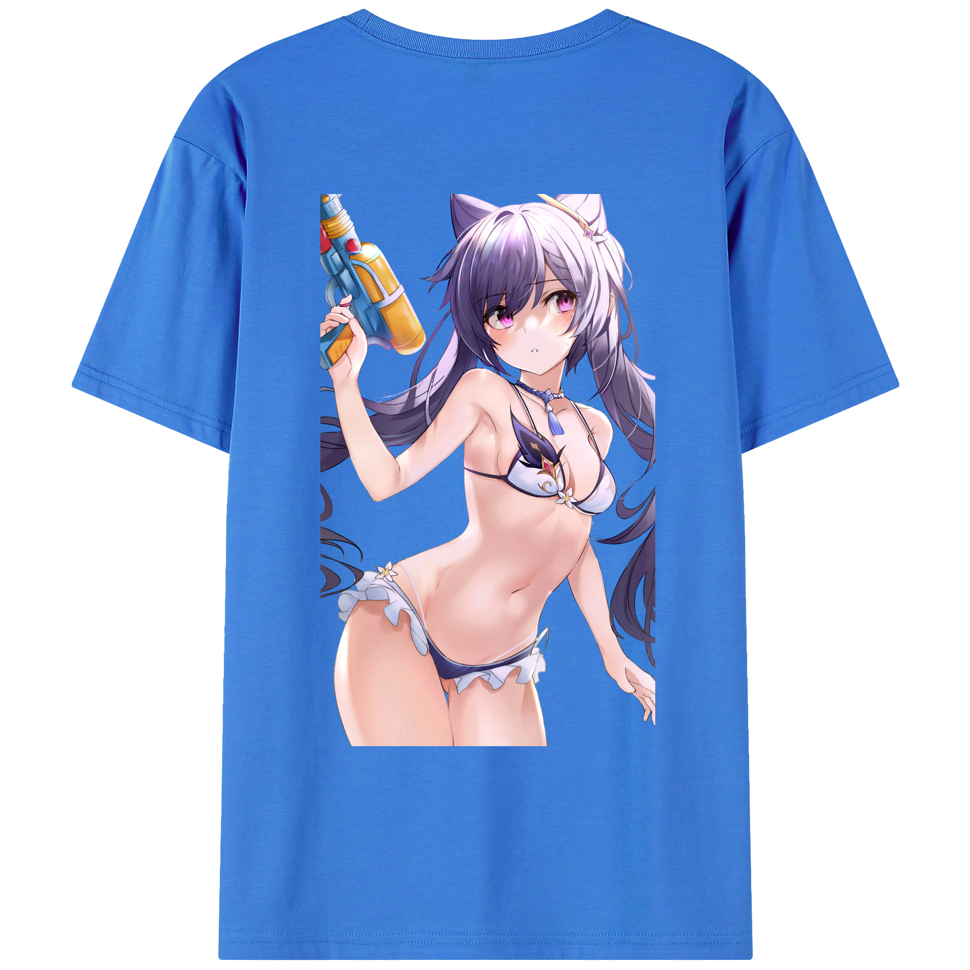 げんし神 刻晴 こくせい genshin Kokusei 綿100％ メンズ半袖Tシャツ（バックプリント） 通気性