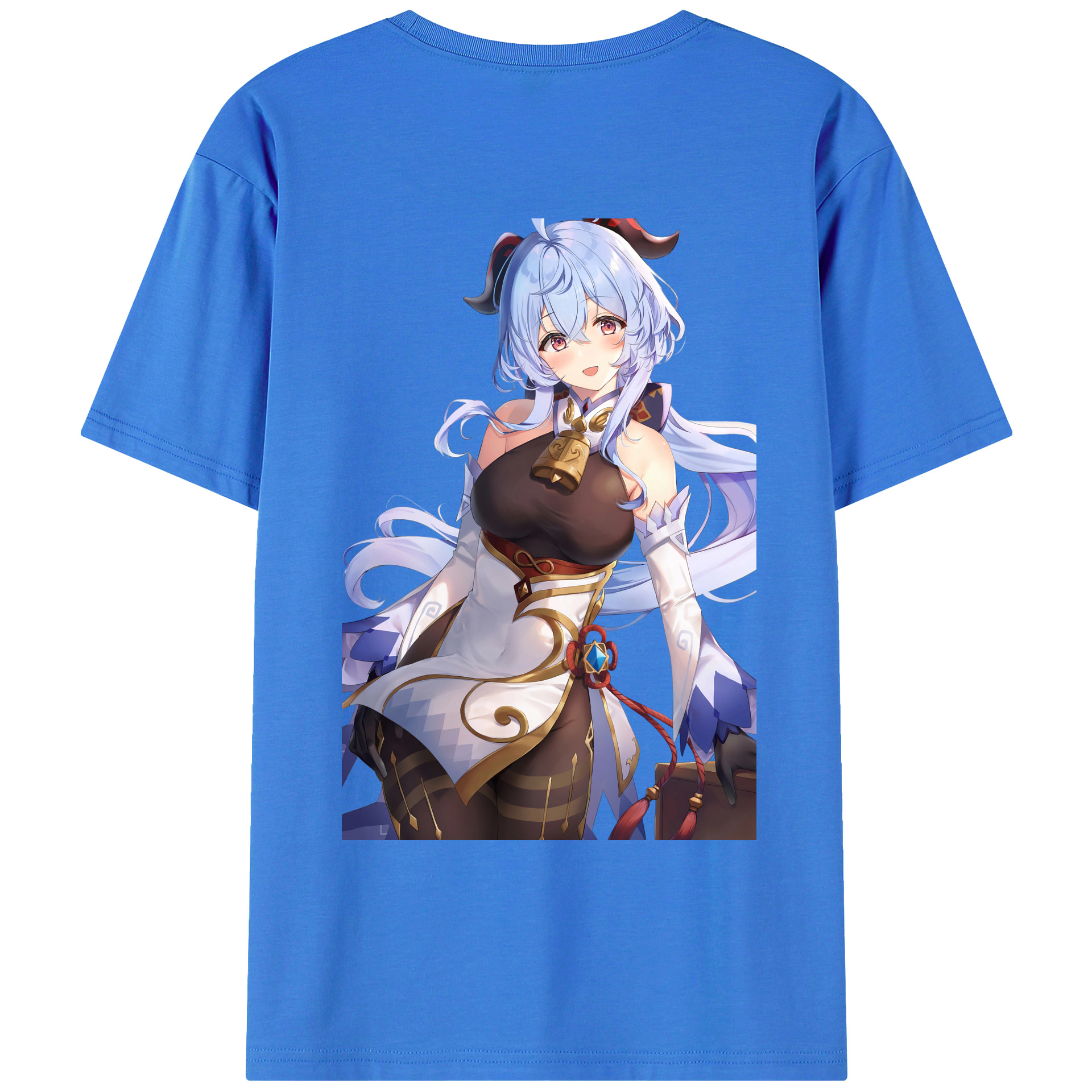 げんし神 甘雨 かんう genshin Ganyu 綿100％ メンズ半袖Tシャツ（バックプリント） 通気性
